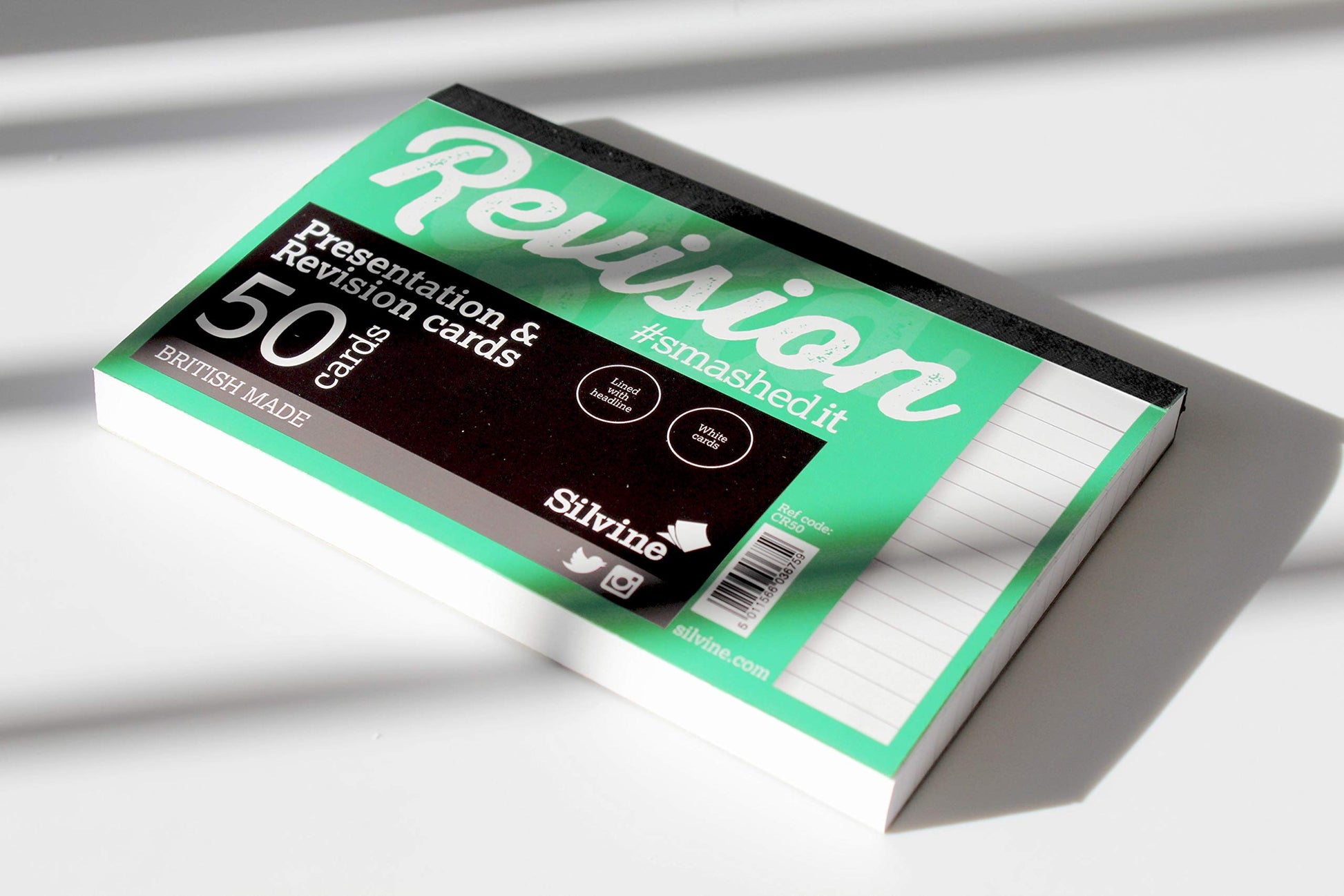 Silvine Luxpad 6x4" Gluebound Revision & Presentation Cards - White. 50 Cards Per Pad, Lined with