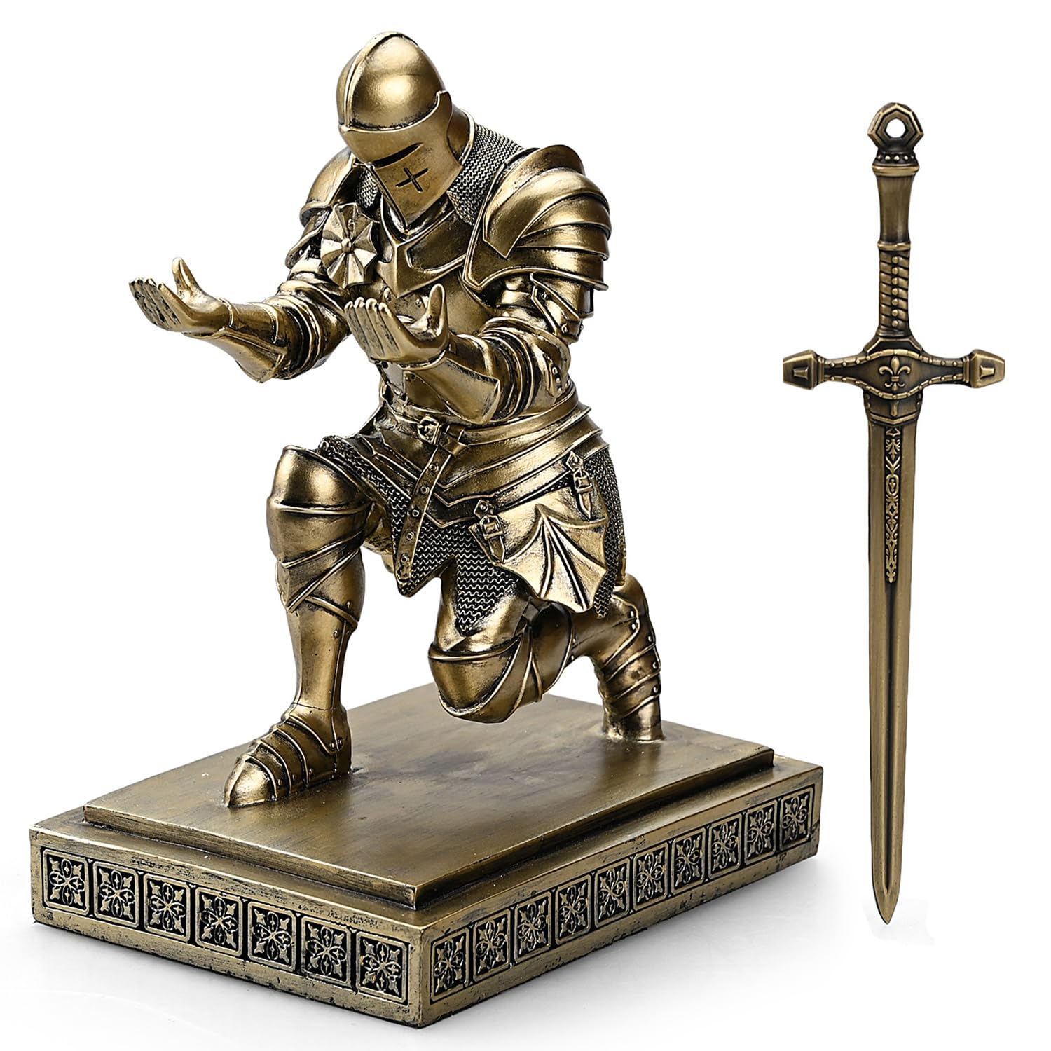 Medieval Warrior Knight Pen Holder Fun Desk Accessories Paperweight Bronze