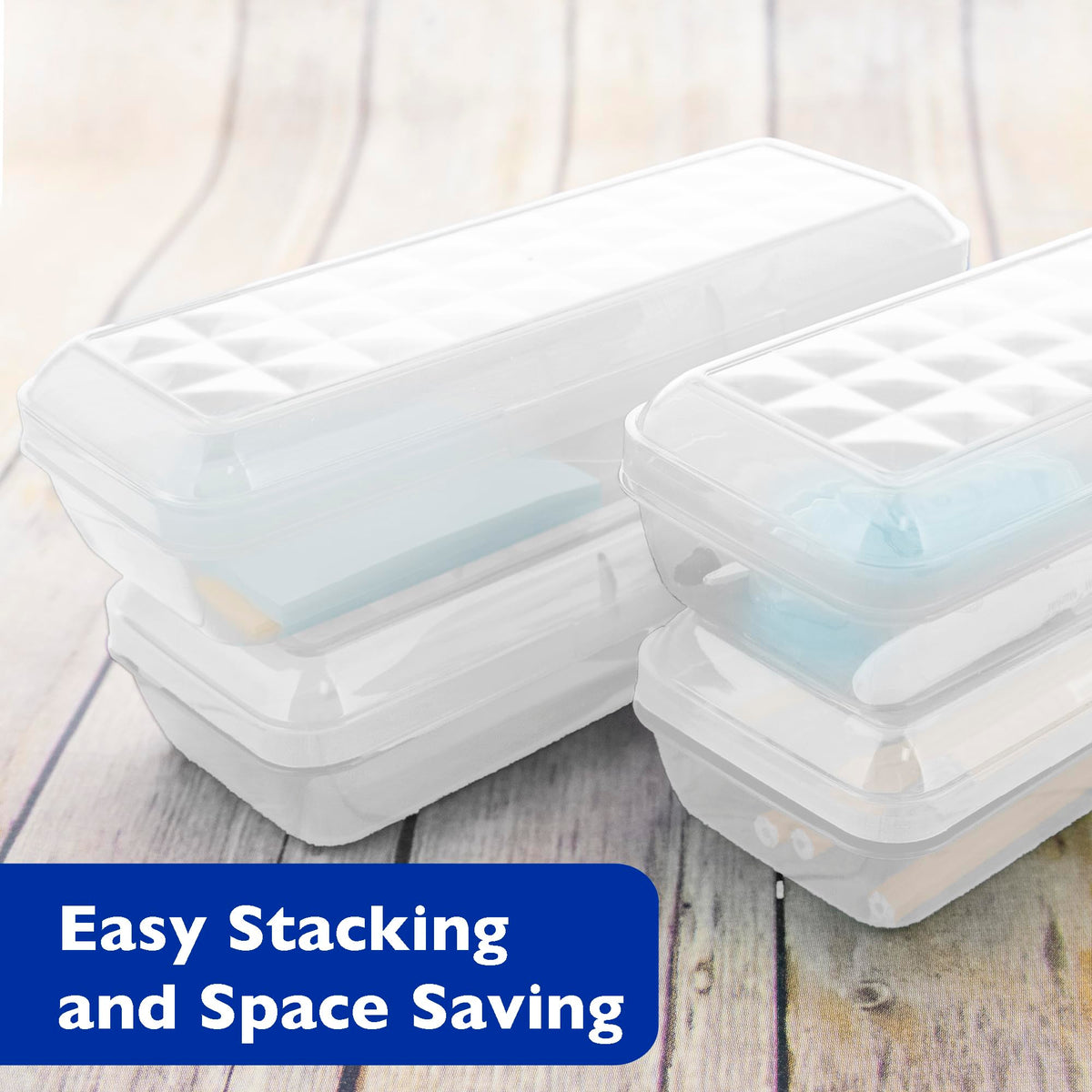 BAZIC PRODUCTS LUCENT Clear Pencil Box, Snap-Latch Lid, 4-Pack