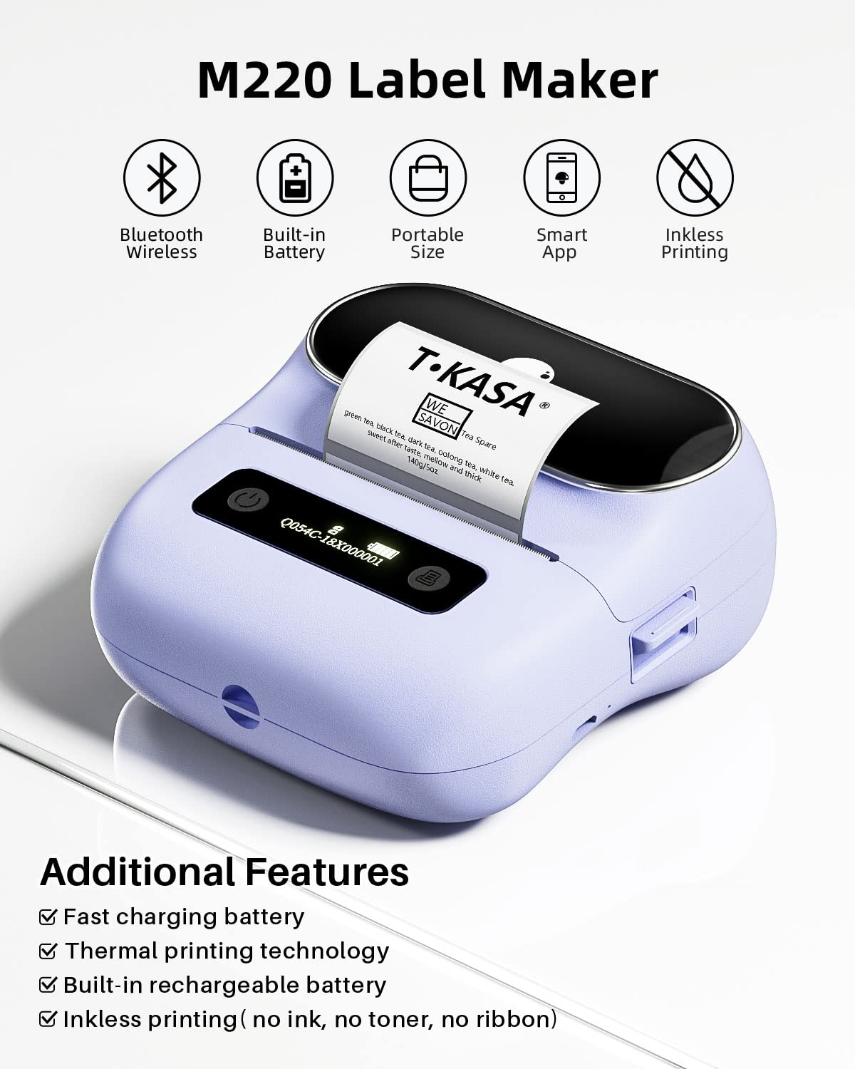 Phomemo Label Maker, Bluetooth Thermal Printer for Barcode, Address, Home, Mailing, Small