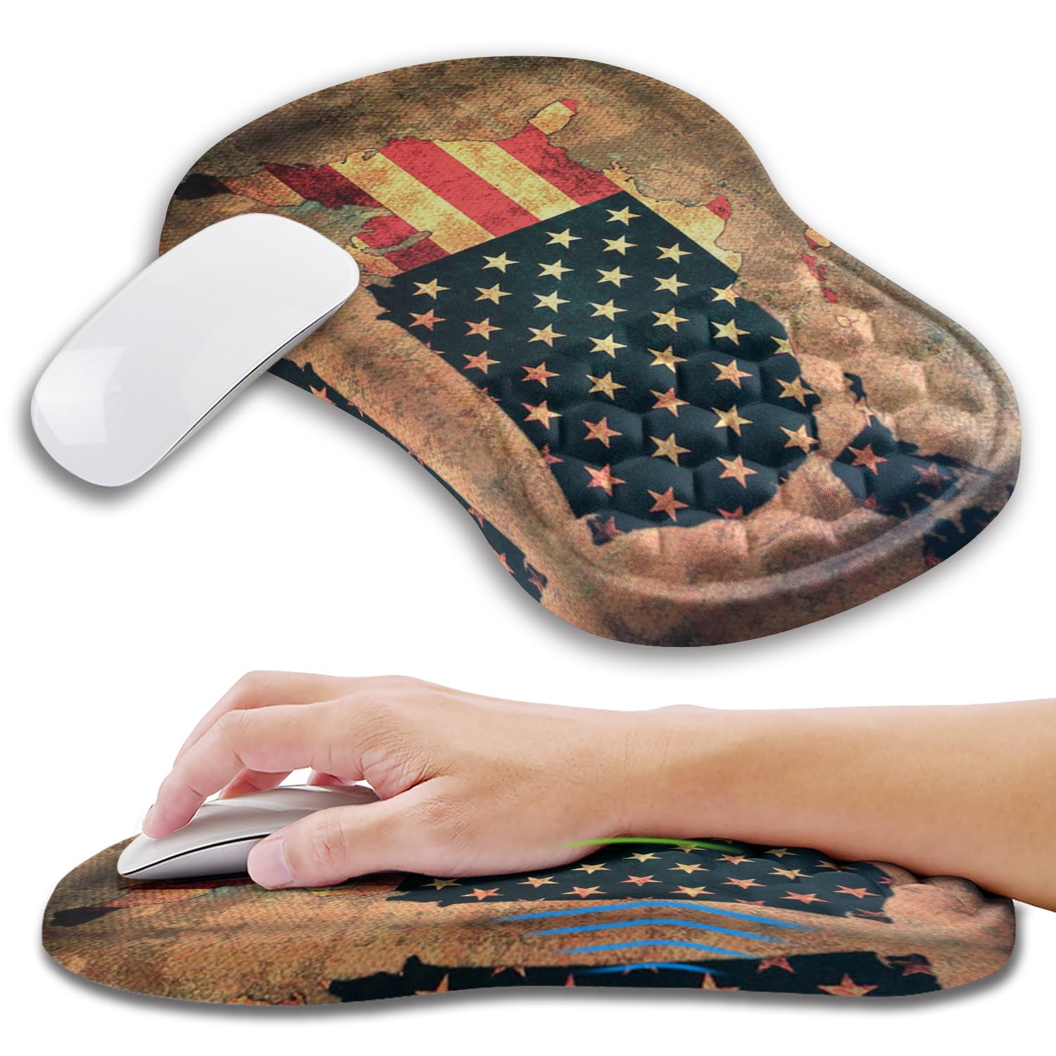 Kuosgm Ergonomic Mouse Pad Wrist Support with Memory Foam Massage Bulge, Carpal Tunnel Pain Relief