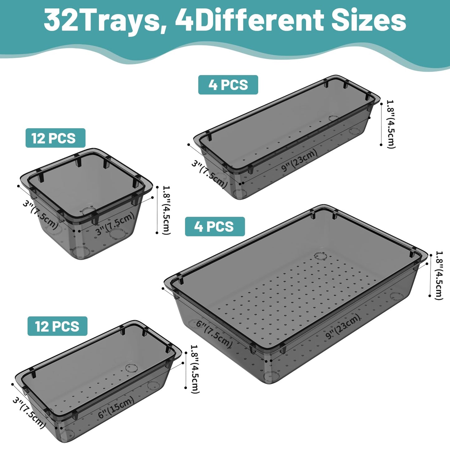 Drawer Organizer Set, Drawer Organization and Storage Containers, 32 PCS