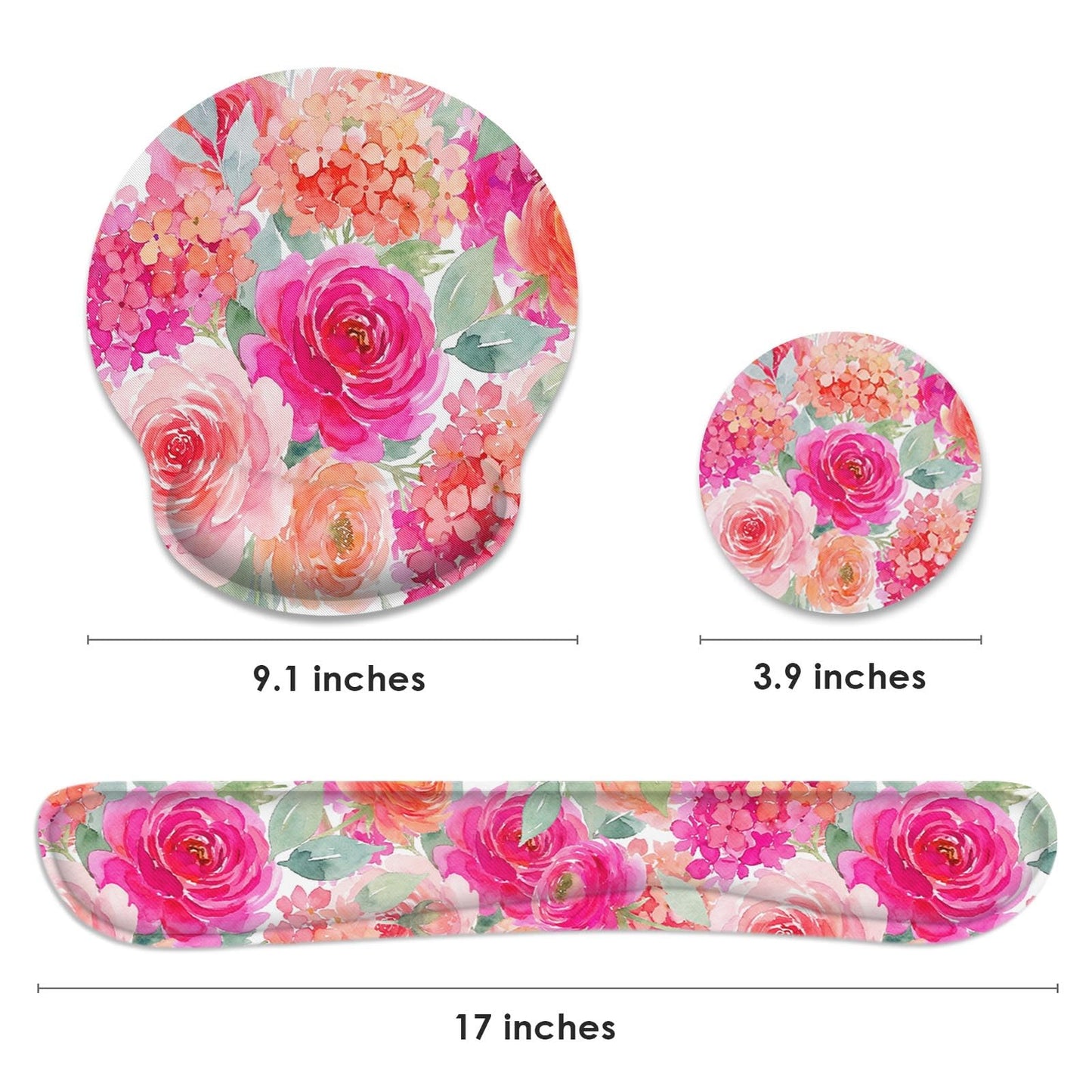 Britimes Ergonomic Mouse Pad Set with Wrist Rest, Pink Floral