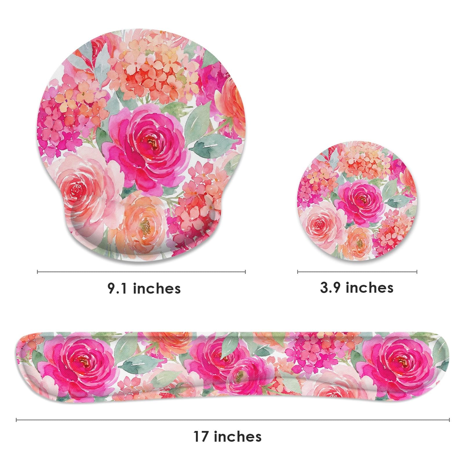 Britimes Ergonomic Mouse Pad Set with Wrist Rest, Pink Floral
