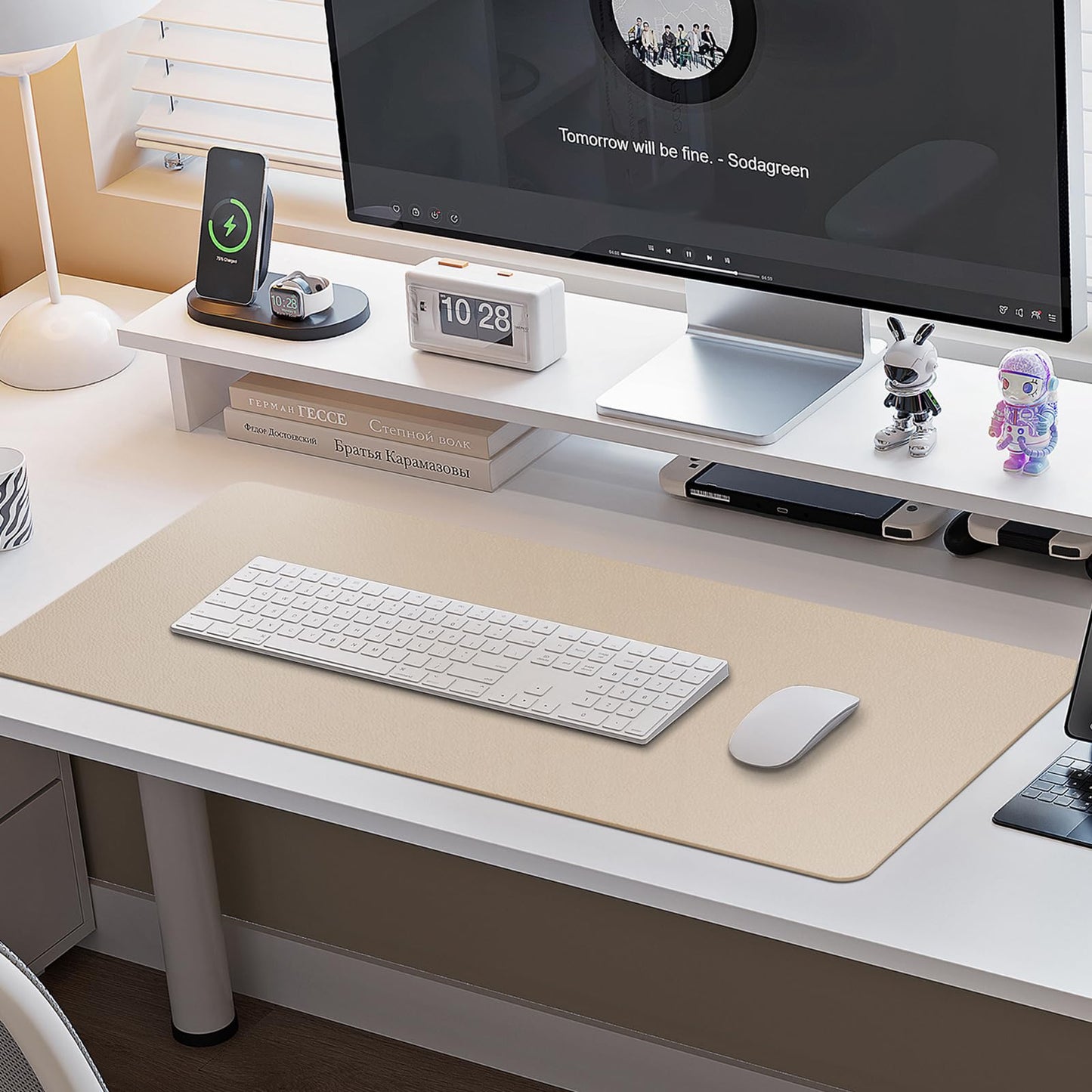 Boutilon Leather Desk Pad Protector,Non-Slip Mouse Pad,Laptop Desk Pad,Office Mouse Mat,Waterproof