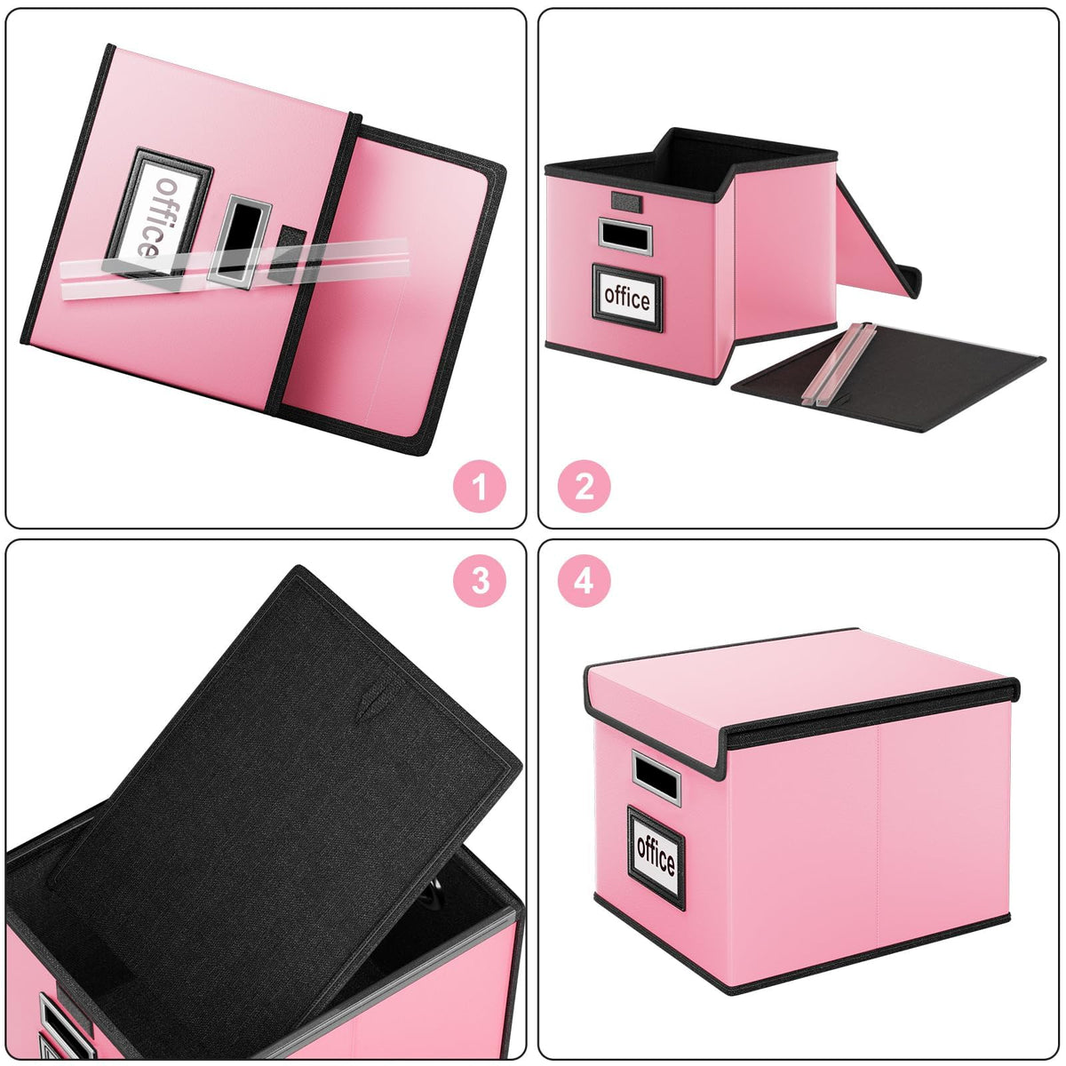 Huolewa File Organizer Box with Lids, Collapsible File Folder Organizer