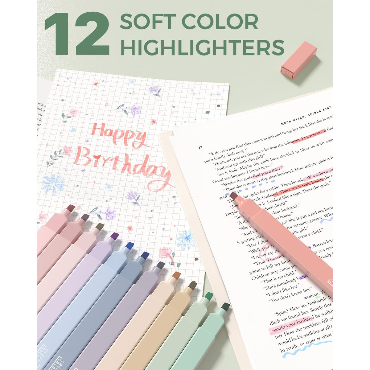 Four Candies 56 PCS Aesthetic School Supplies with Pencil Case (Mint Green)