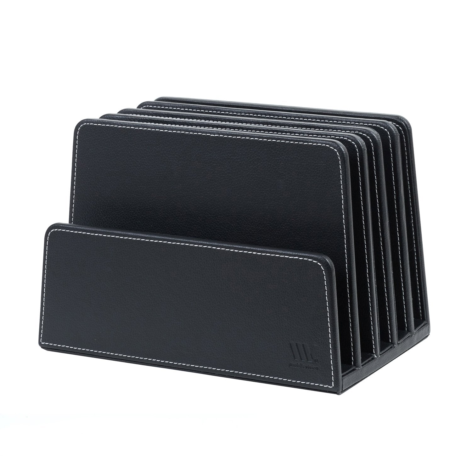 MobileVision Executive Black Desktop File Folder Organizer and Paper Tray, 5 Slot Dividers
