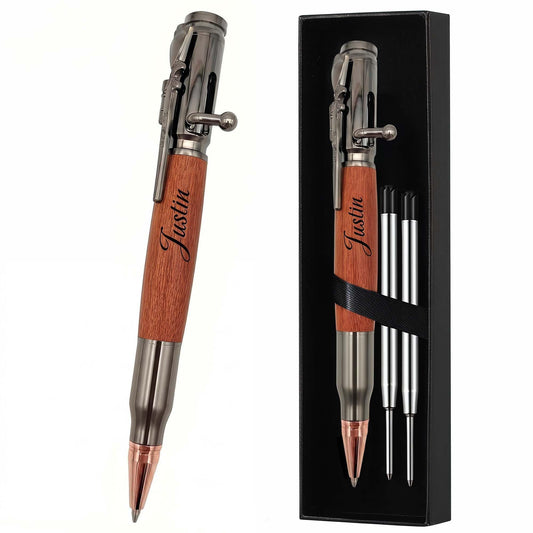 Blireana Personalized Bolt Action Pen Gift Set,Free Engraved Metal Ballpoint Pen with 2