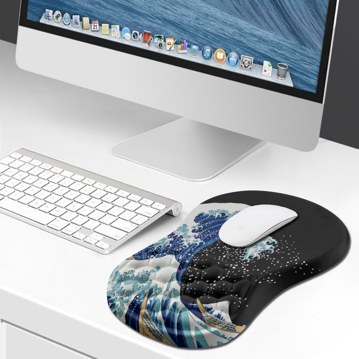 Hokafenle Ergonomic Mouse Pad Wrist Support, Wrist Rest Mousepad for Carpal Tunnel Pain Relief with
