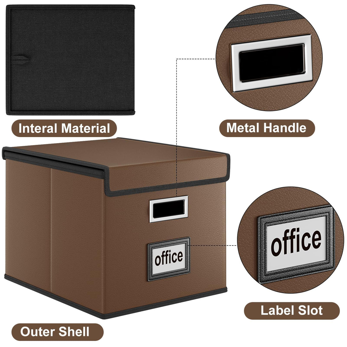 Huolewa File Organizer Box with Lids, Collapsible File Folder Organizer