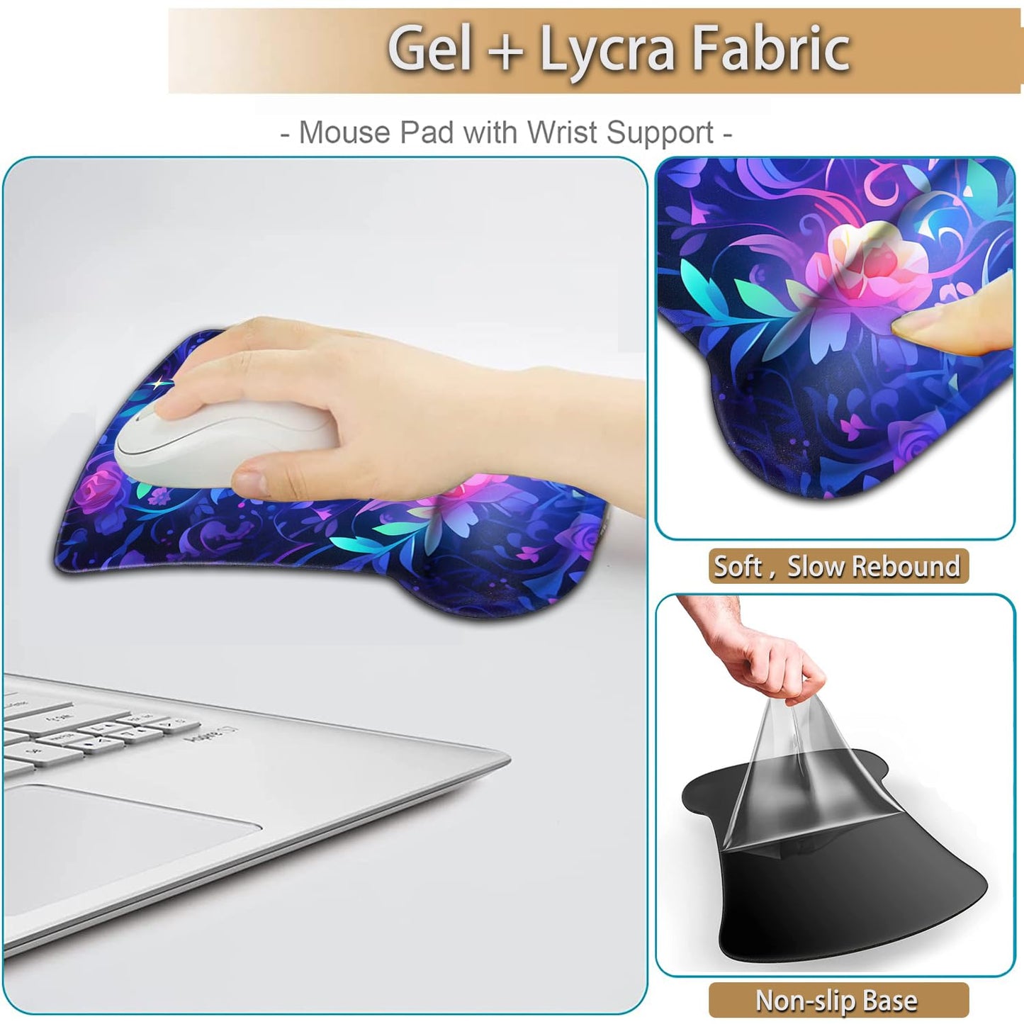 Keyboard Wrist Rest and Mouse Pad Wrist Support Set, Ergonomic Gel Mouse Pad Wrist Rest with
