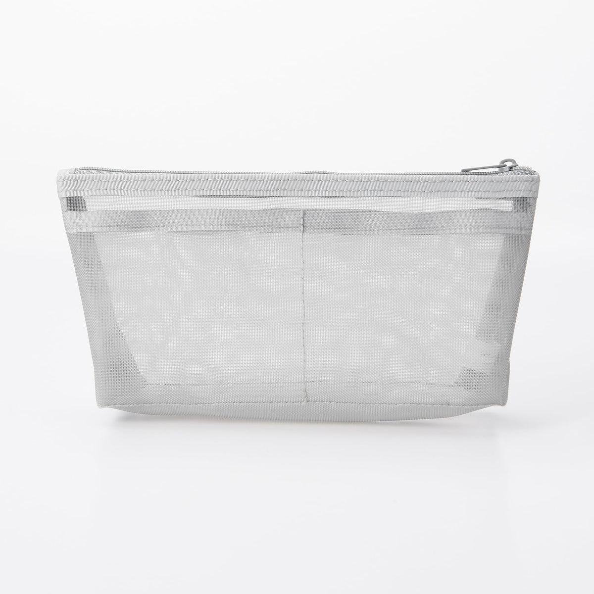 無印良品 MUJI NDE05A1S Nylon Mesh Pen Case with Gusset, Gray, Approx. Width 6.7 x Height 3.9 x Depth