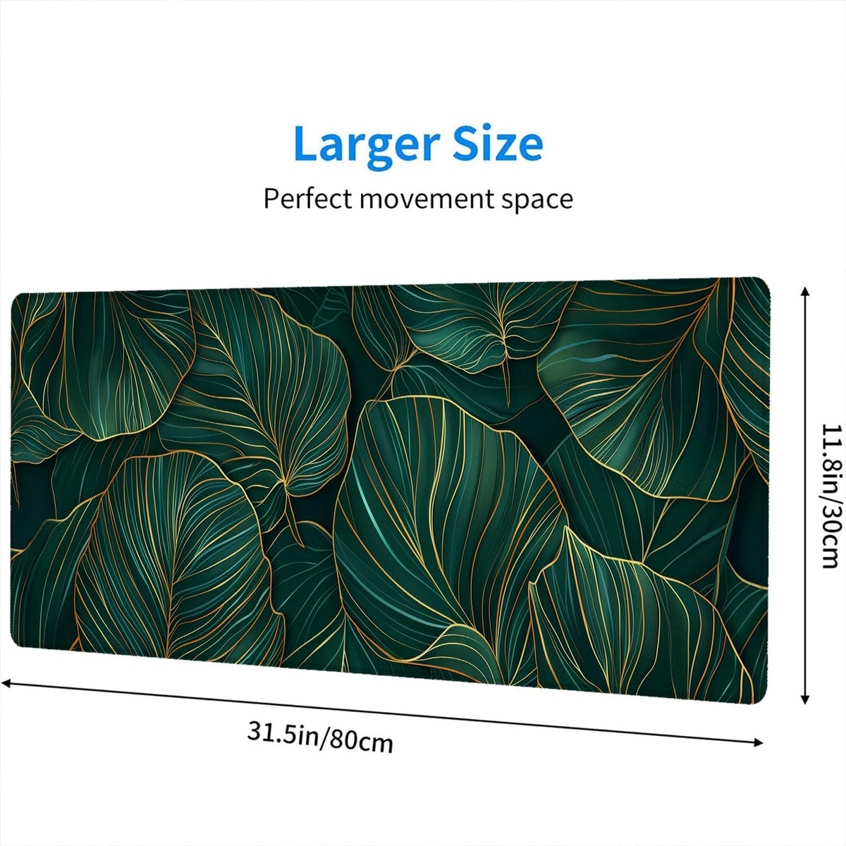 Green Leaves Desk Mat Gaming Mouse Pad Gold Tropical Palm Leaves Large Gaming Mouse Mat with