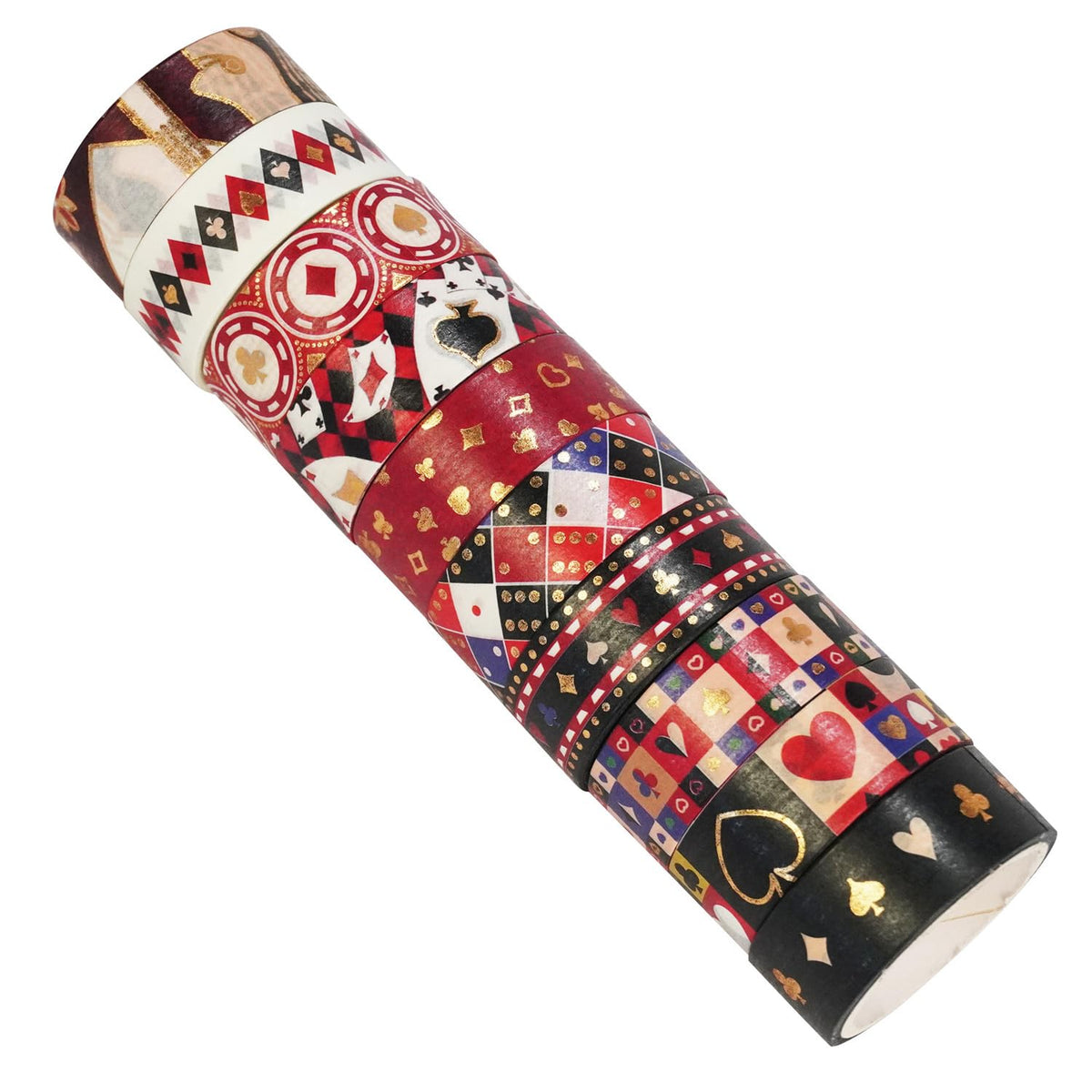 VIVIQUEN Vintage Poker Gold Washi Tape Set, 15mm Vintage Masking Tape Decorative Tape for DIY