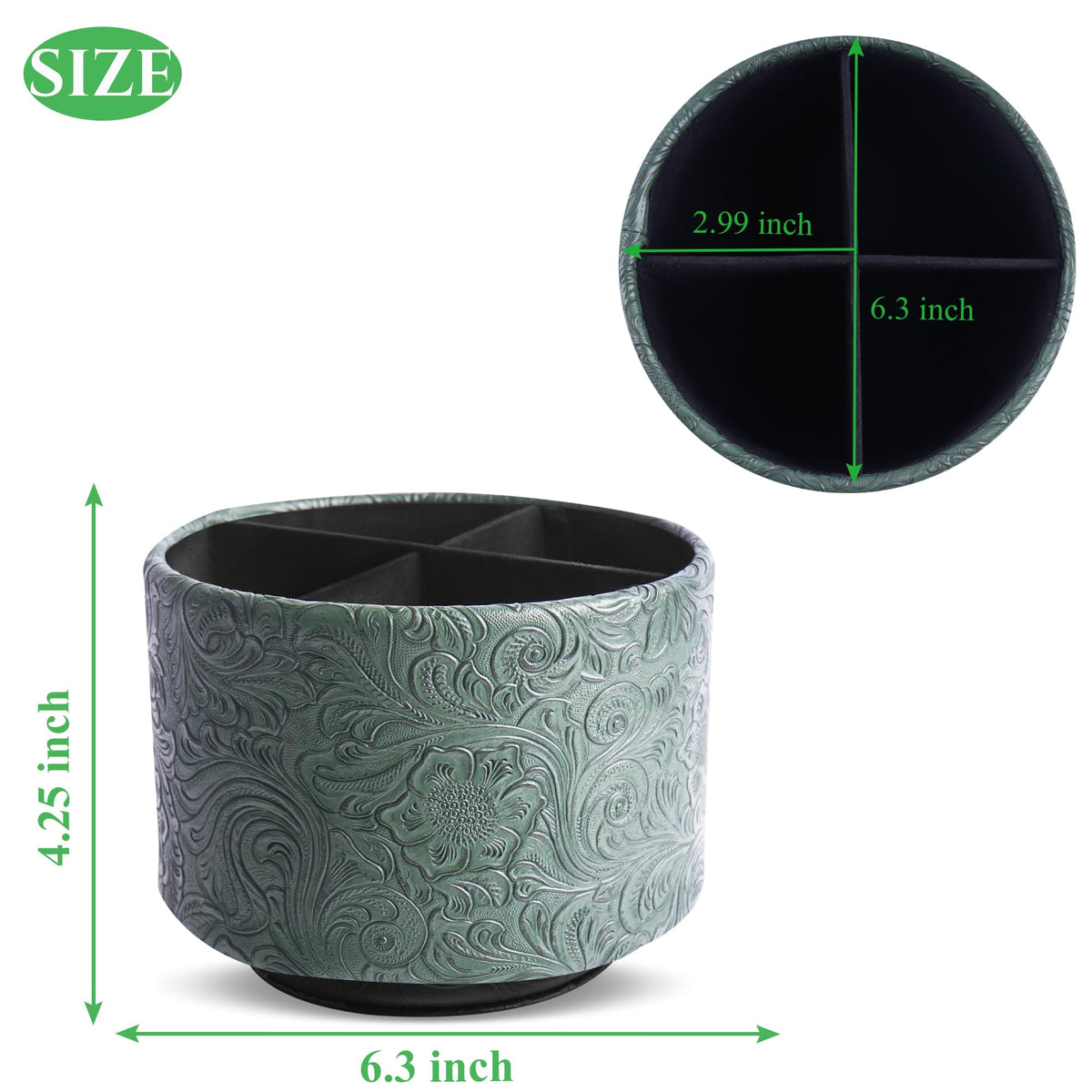 lizimandu Round Leather Art Supply Organizer,Remote Control Holder,360 Degree