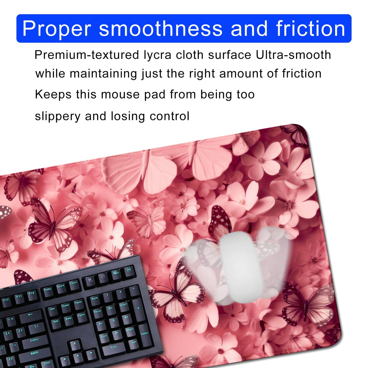 Pink Butterfly Mouse Pad Desk Mat Large Mouse Pads Desk Pad Computer pad
