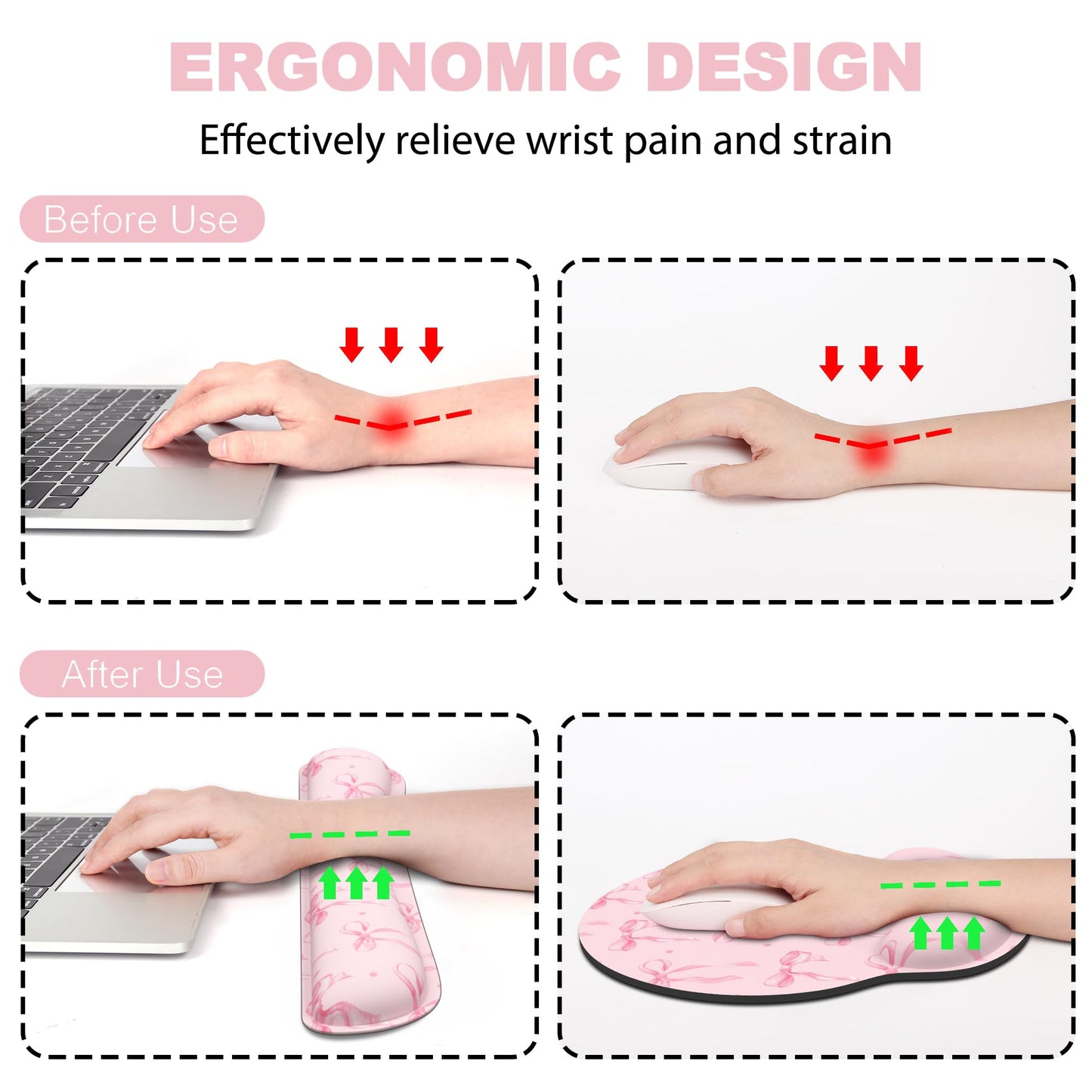 Ergonomic Mouse Pad with Wrist Rest and Keyboard Wrist Rest, Mousepad