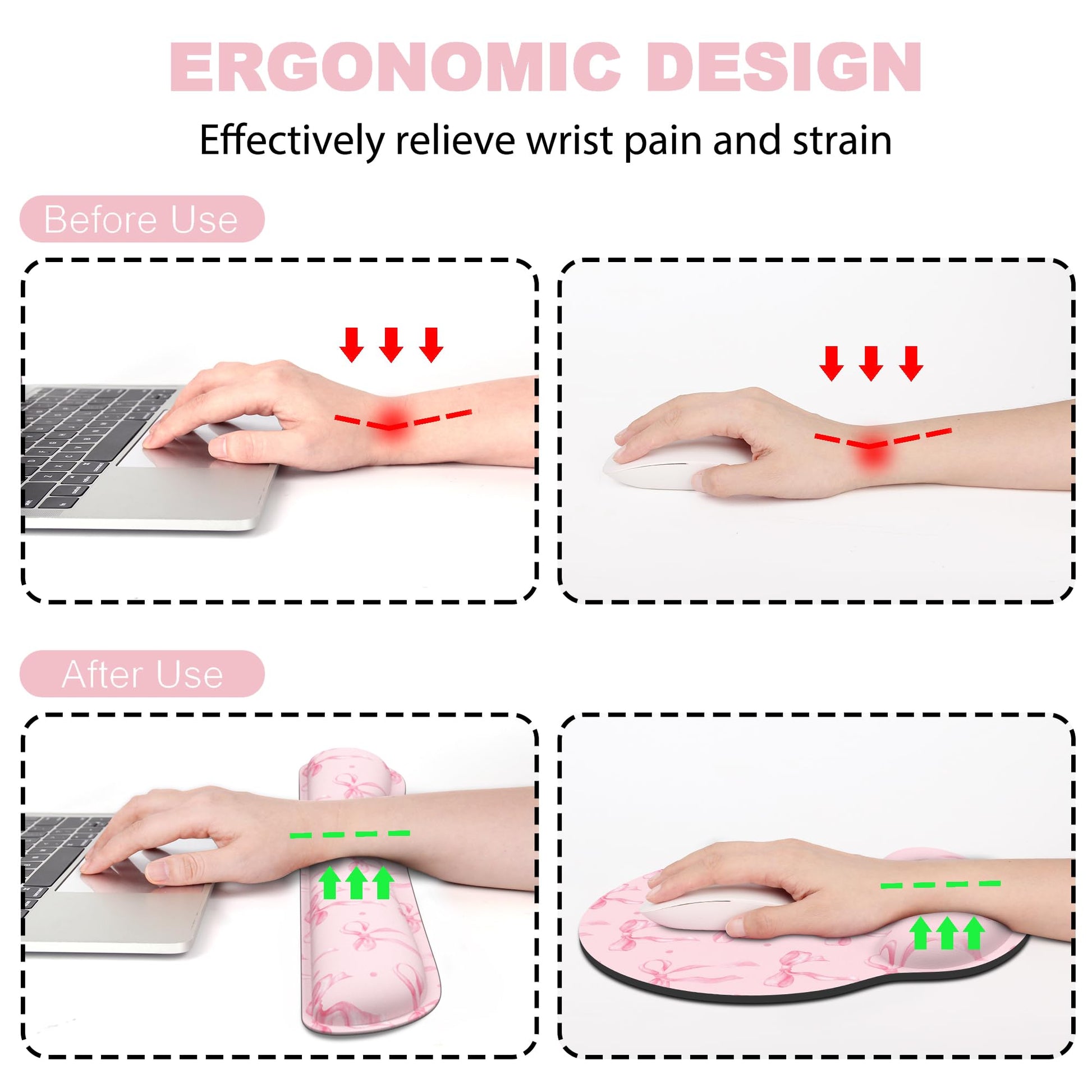 Ergonomic Mouse Pad with Wrist Rest and Keyboard Wrist Rest, Mousepad