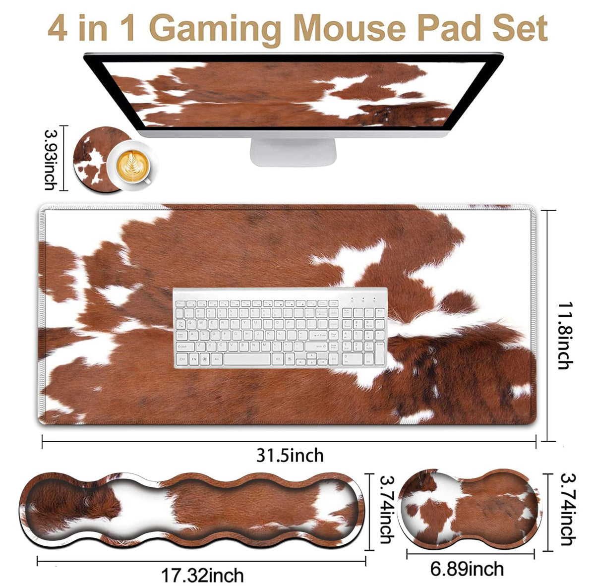 Large Mouse Pad and Gel Mouse Wrist Rest+ Memory Foam Keyboard Wrist Rest Support Set, Non-Slip