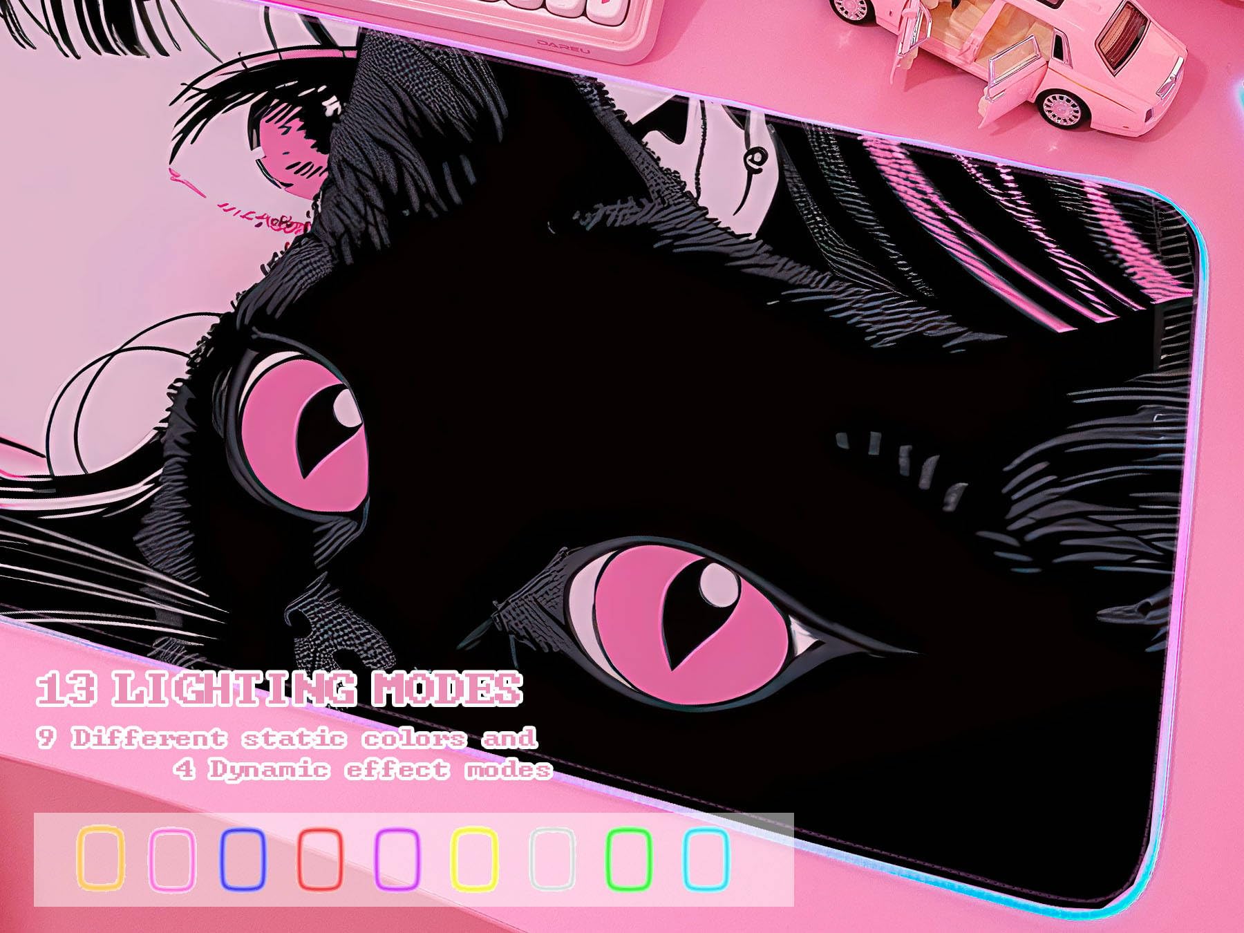JMIYAV Pink RGB Gaming Mouse Pad 31.5x12 Inch PC XL Large Extended Glowing Led Light Up Desk Pad