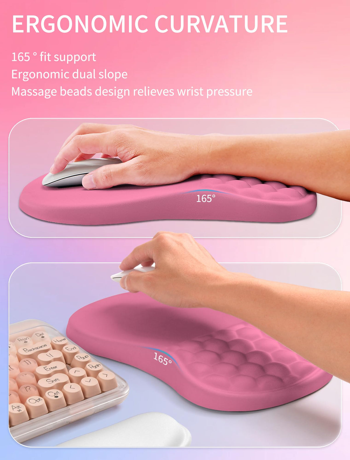 Hokafenle 2in1 Combination, Wave Keyboard Wrist Rest and Ergonomic Curvature Mouse Pad Wrist