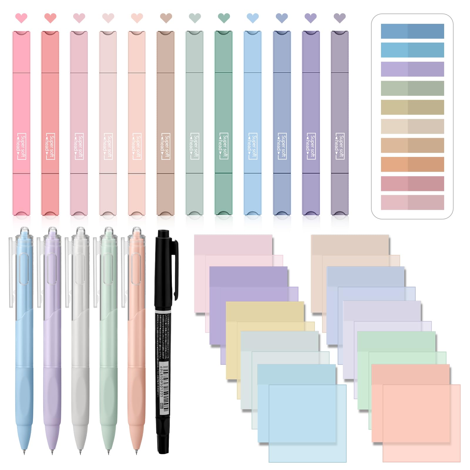 Jutom 38 Pcs Book Annotation Kit for Bible Study, Classic Color, Square