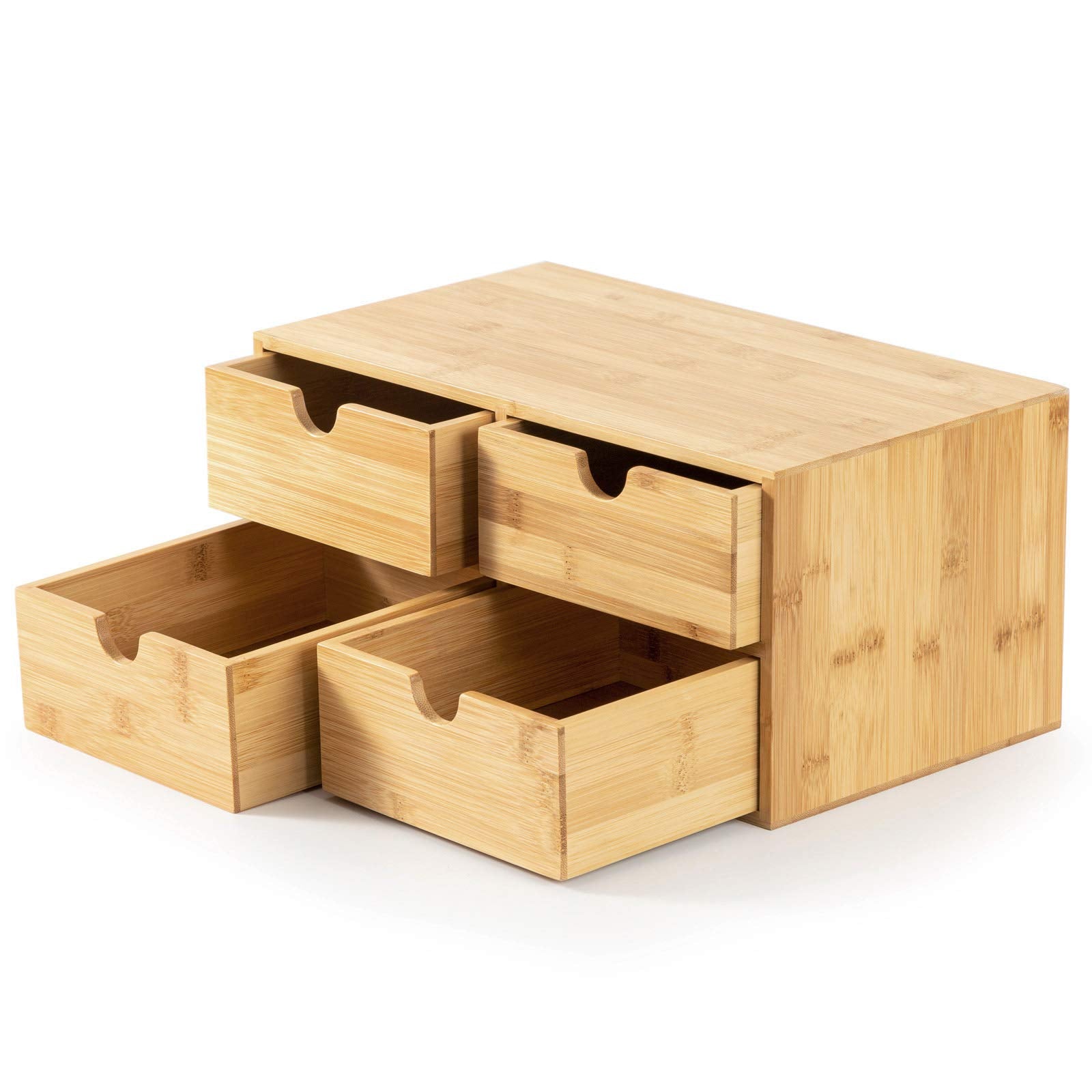 Bamboo Desk Drawer Organizer, Desktop Organizer with Drawers T(4 Drawes)