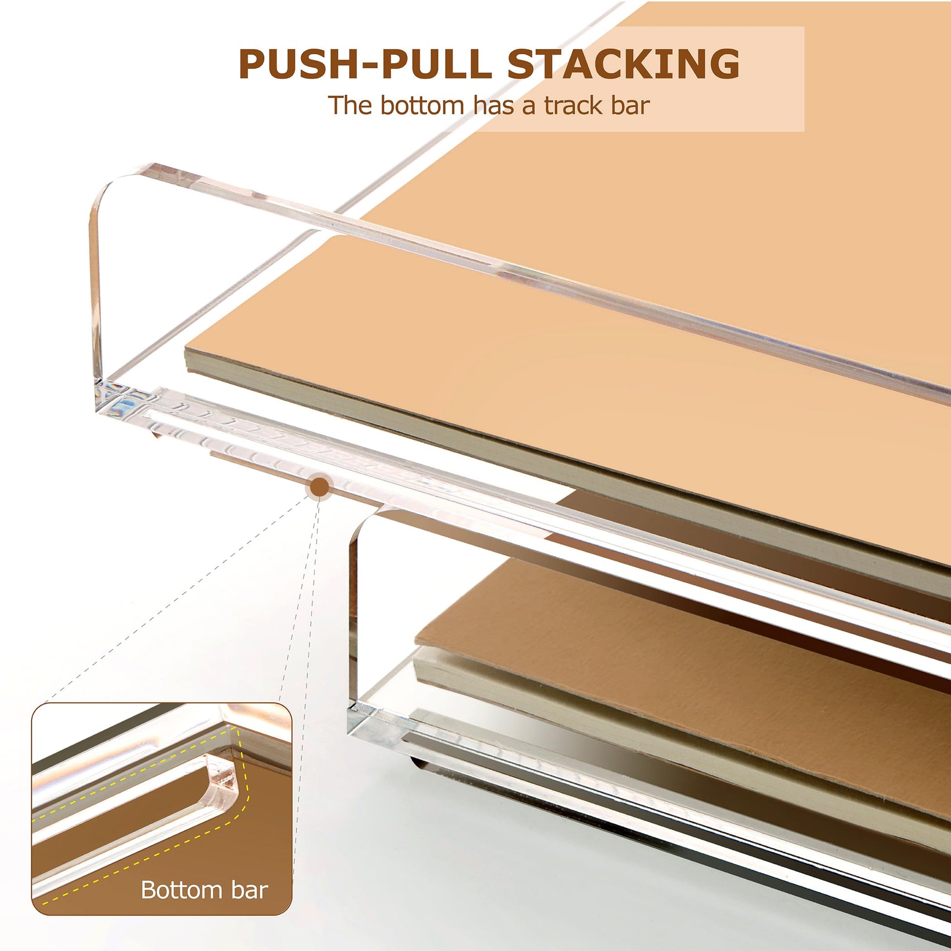 2 Pack- Stackable Paper Letter Tray, A4 File Tray Desk Organizer, Acrylic