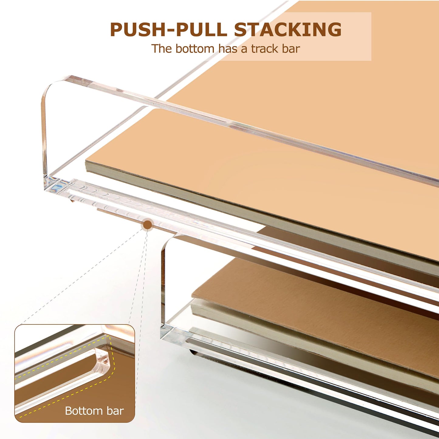 SANRUI 4 Tier Clear Desk Paper Letter Organizer Trays, A4 Stackable File Document Tray, Acrylic