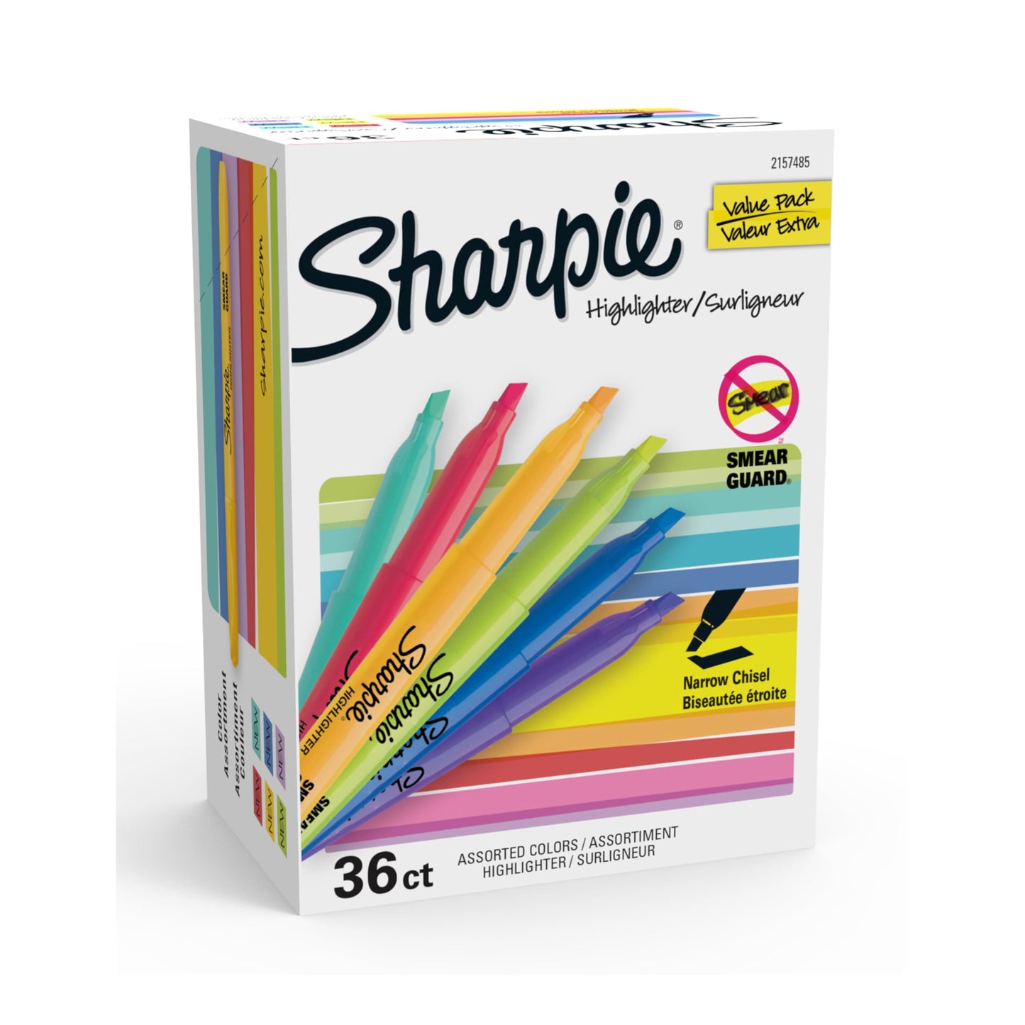 Sharpie Pocket Highlighters, Narrow Chisel Tip, 12 Assorted Fashion Colors, 36 Count - For