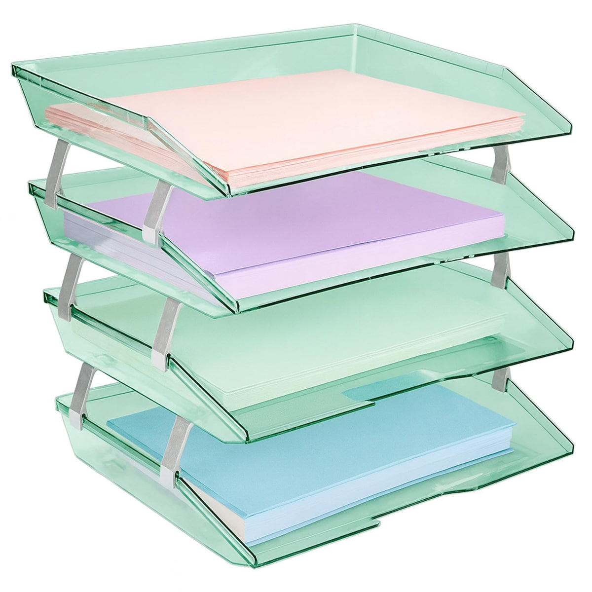 Acrimet 4 Tier Paper Letter Tray Side Load Letter Size, Office Desk File Document Organizer Plastic