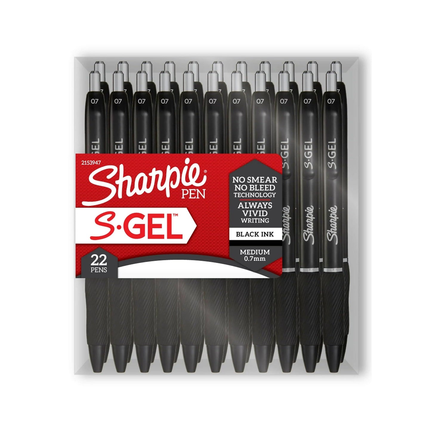 Sharpie S-Gel Retractable Gel Pens, Medium Point, 0.7mm, Black Ink, 22-Count