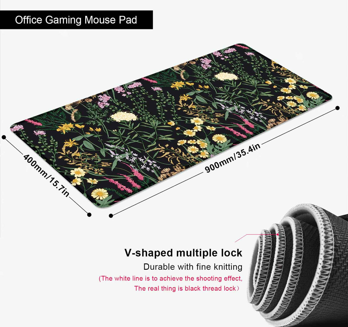 SXCKANG Botanical Colorful Flowers Gaming Desk Mat, Blooming Herb Floral Plants XXL Large Mouse