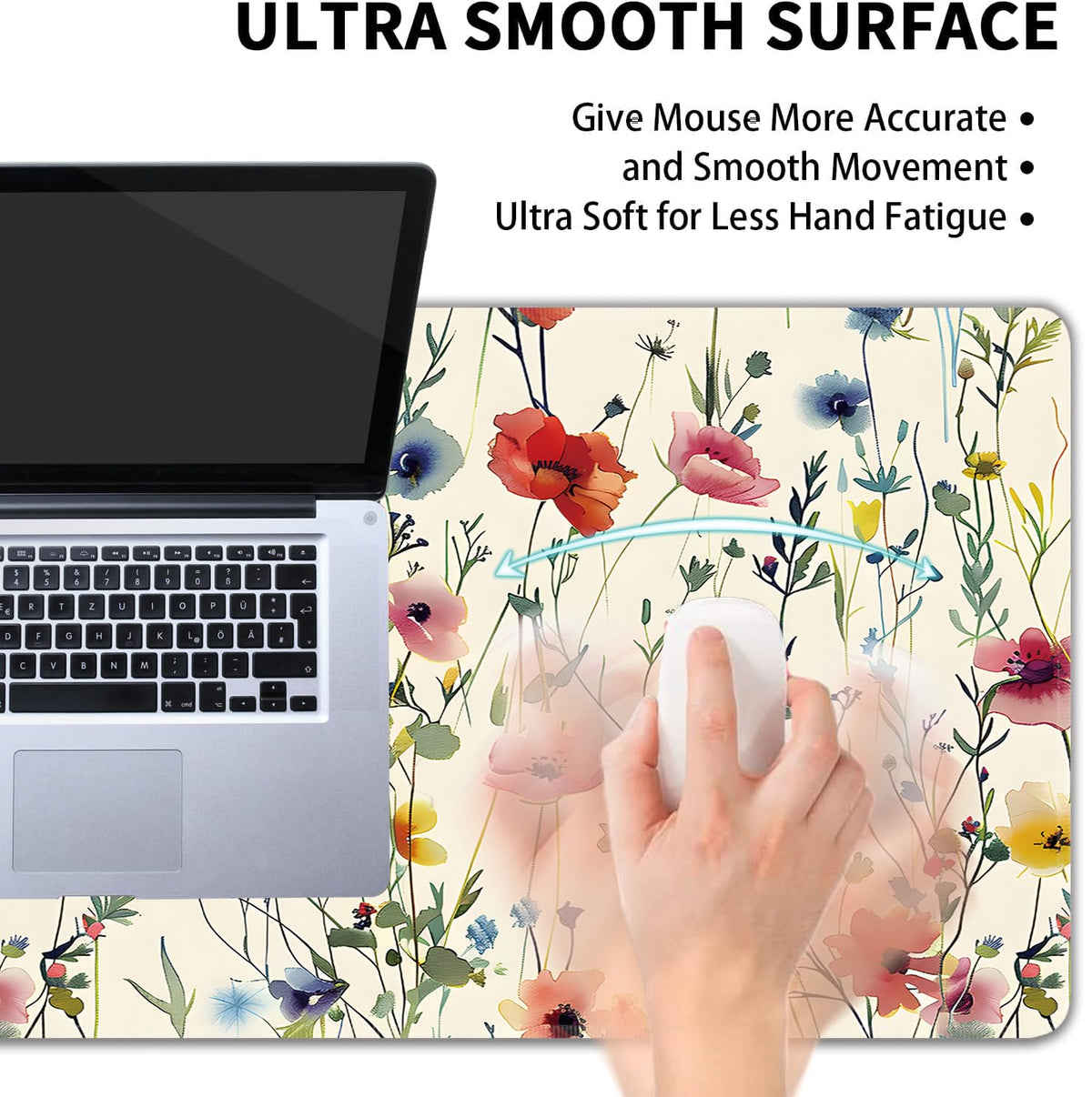 Wild Flowers Large Mouse Pad,Gaming Keyboard Desk Pad,Extended Mouse Mat Non-Slip Rubber Base with