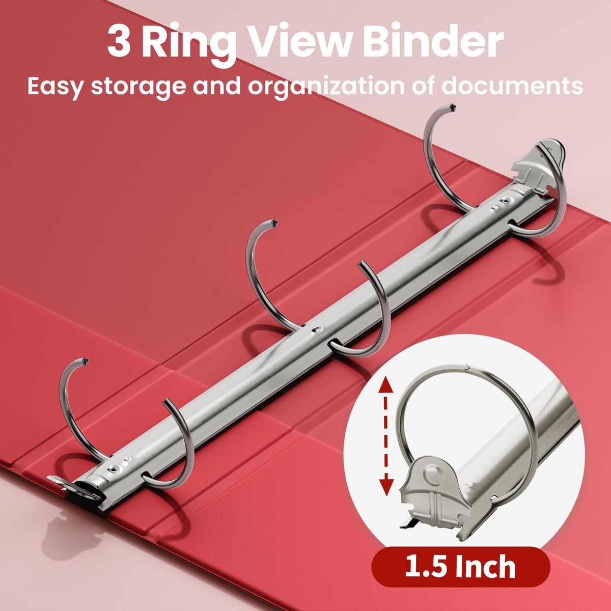 SUNEE 1.5 Inch Binders 3 Ring 4 Pack, 1 1/2 Inch Classic 4-Color Binder Set (8.5x11 Inches) for