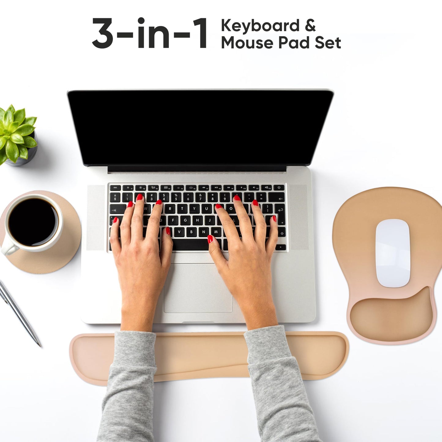 WINTOJO Wrist Rest Support for Mouse Pad Keyboard Set Circle Coaster Gaming Mouse Pad Ergonomic Gel