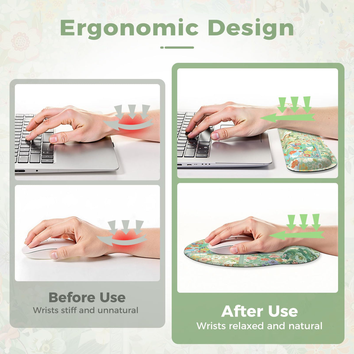 iLeadon Mouse Pad with Wrist Support, Ergonomic Mouse Pad Set