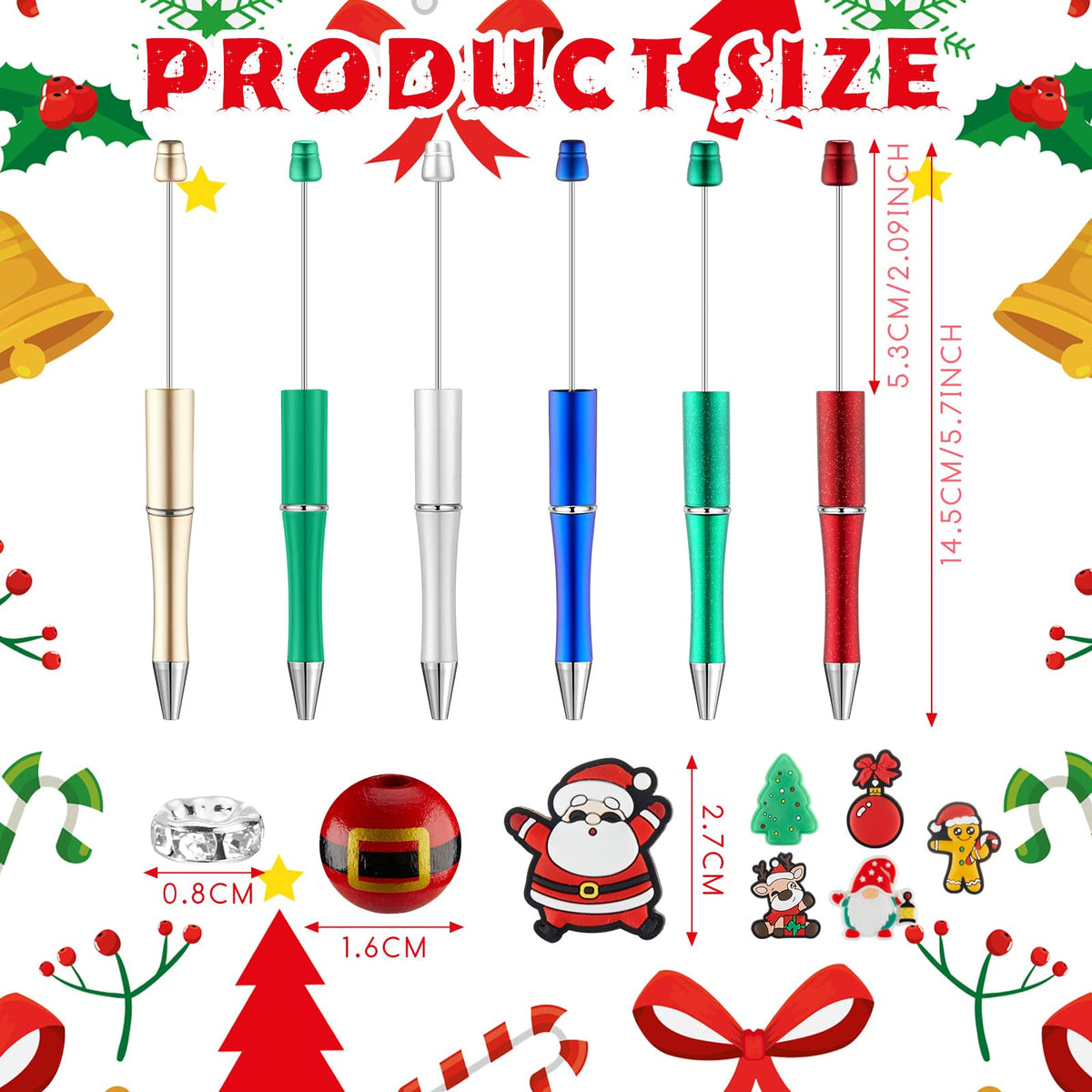 Ctosree 36 Sets Christmas Beadable Pens Beads Black Ink
