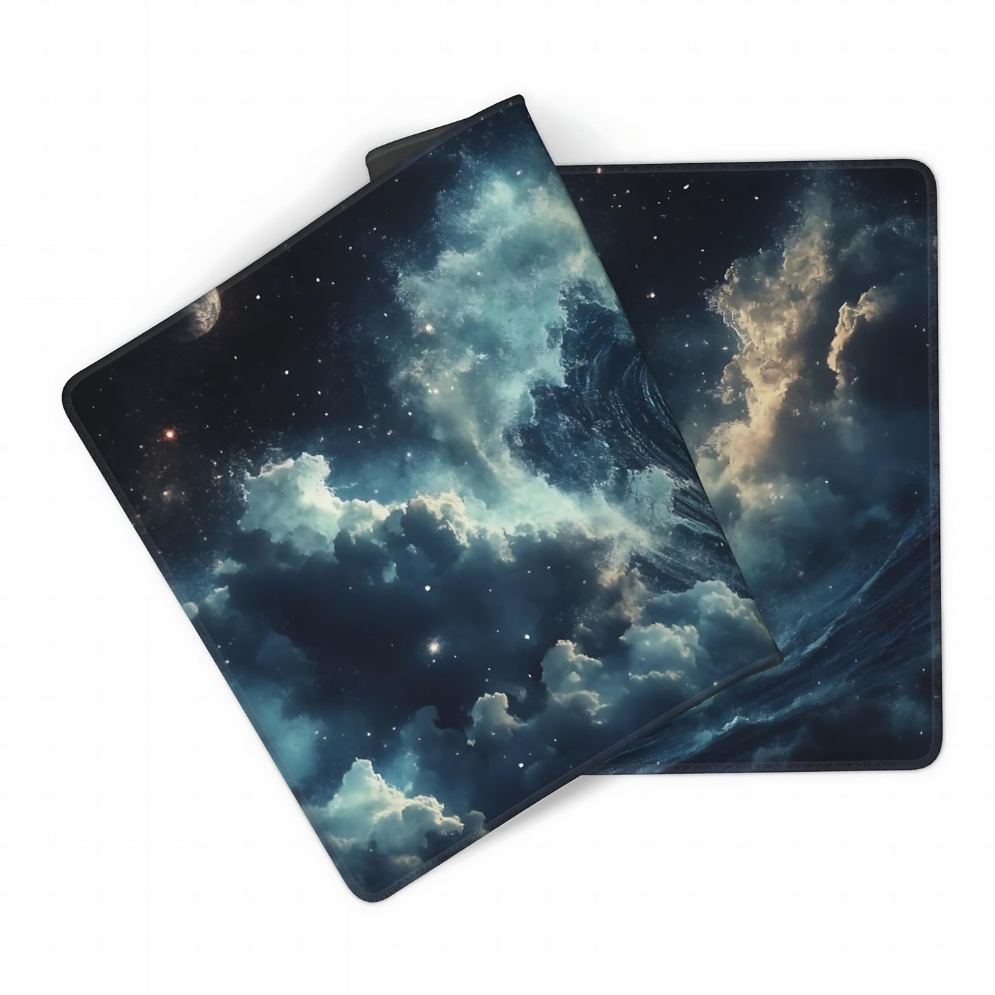 Aesthetic Kanagawa Great Wave Gaming Mouse Pad, Deep Blue Japanese Desk Mat with Anti-Slip Base &