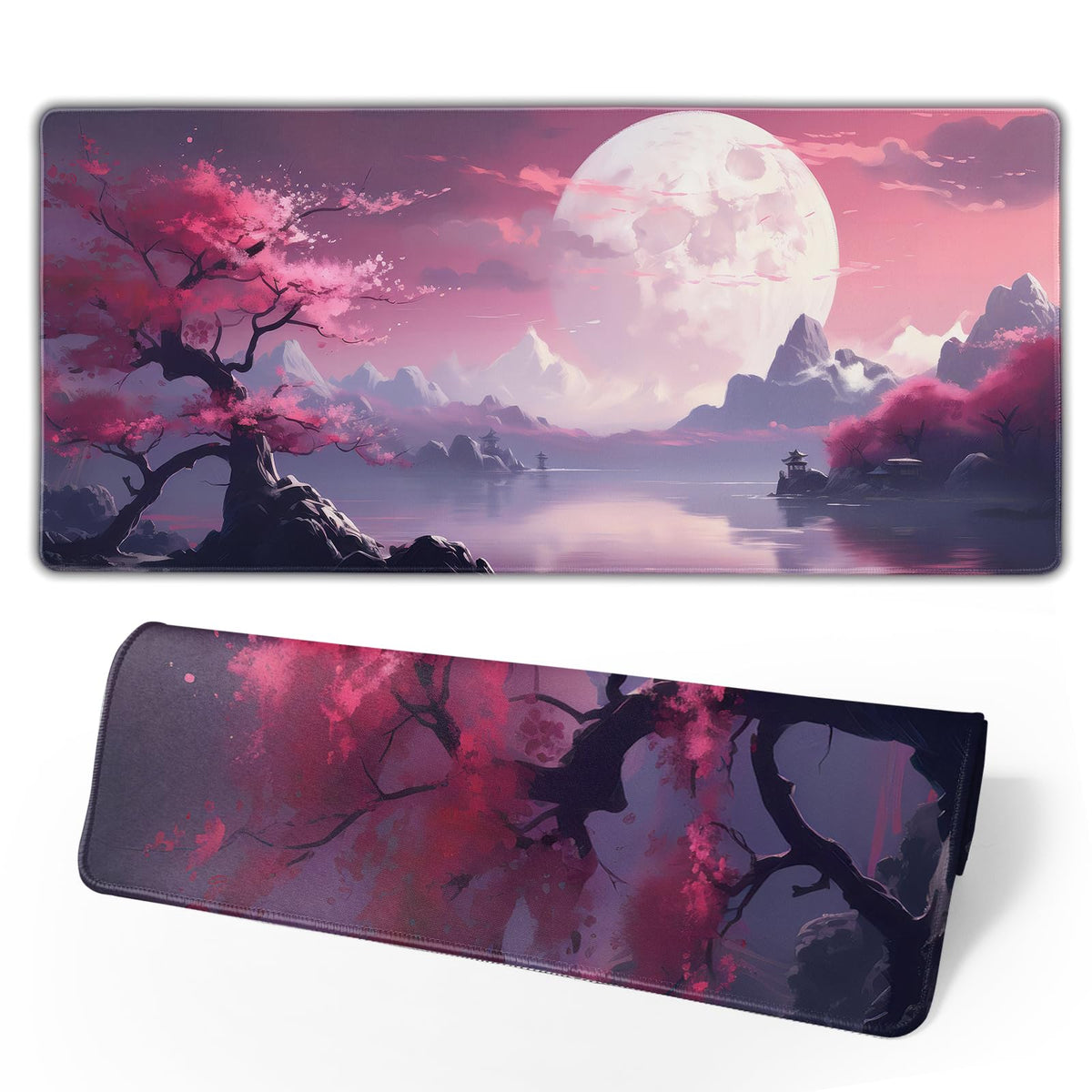 Watercolor Japanese Large Gaming Mouse Pad,Japanese Mouse Pad 31.5 x 11.8 in Mat Desk Pad,Large