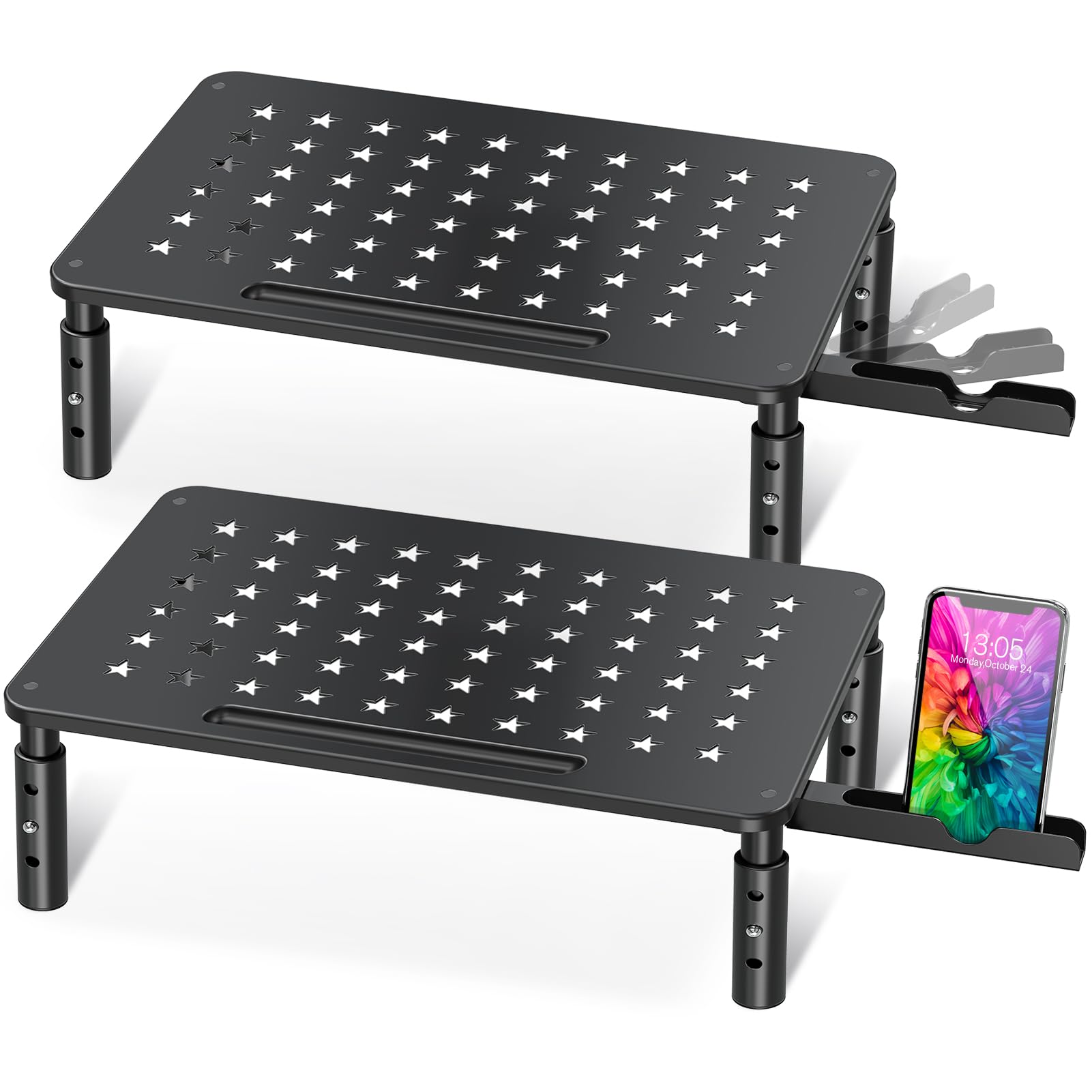 Zimilar 2 Pack Monitor Stand , 3 Height Adjustable Stand with Star Mesh