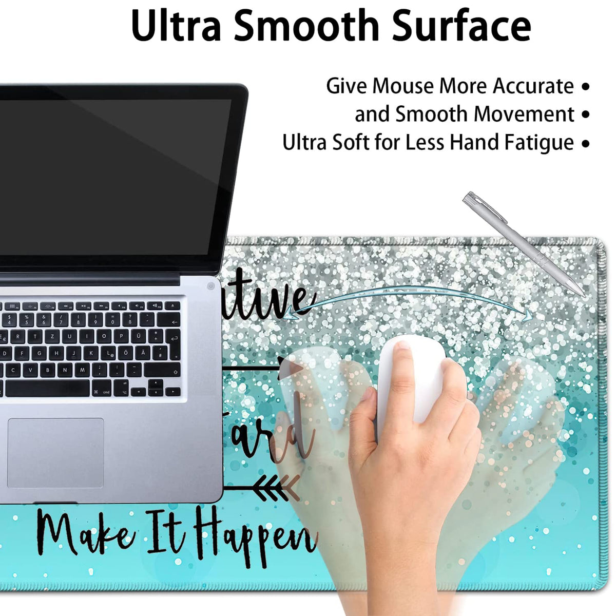 Large Mouse Pad, Extended Office Desk Pad 31.5x11.8in, Ergonomic Memory Foam Mouse Wrist Rest