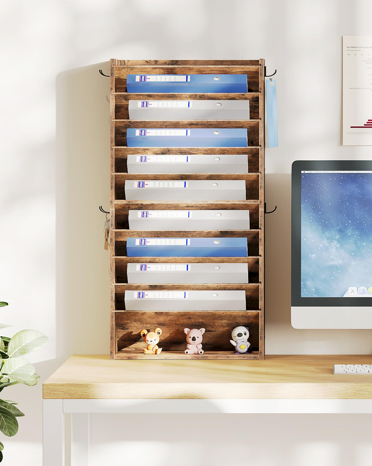 CHOEZON Wall File Organizer, 10-Tier Hanging Mail Organizer, Wall Mount File Holder with 4 Side