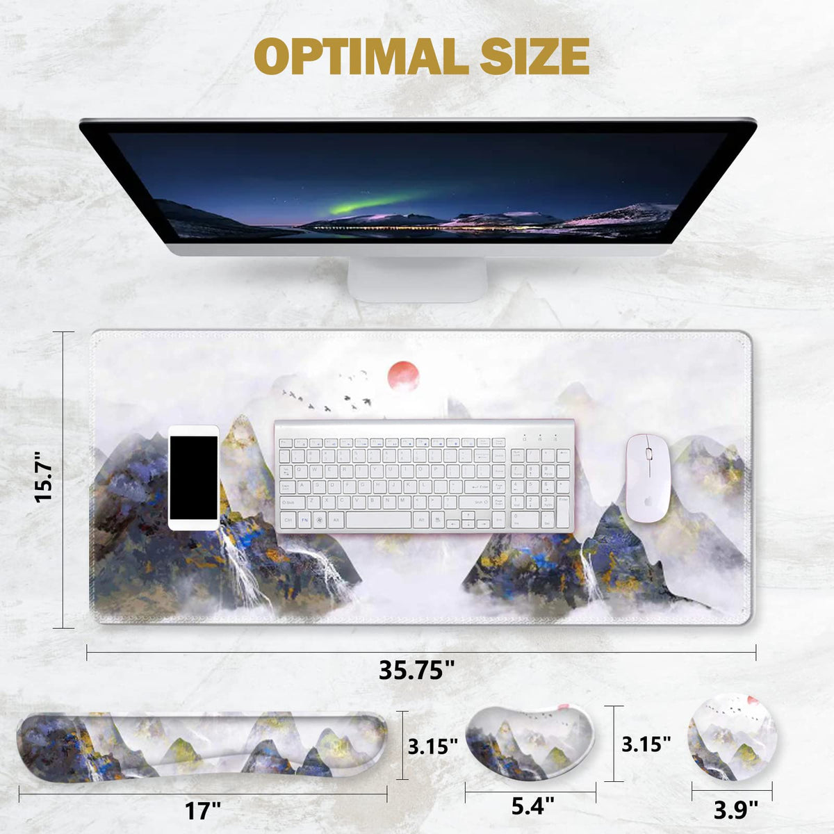 ToLuLu Extended Gaming Mouse Pad, Memory Foam Ergonomic Keyboard Mouse Wrist Rest Support Set