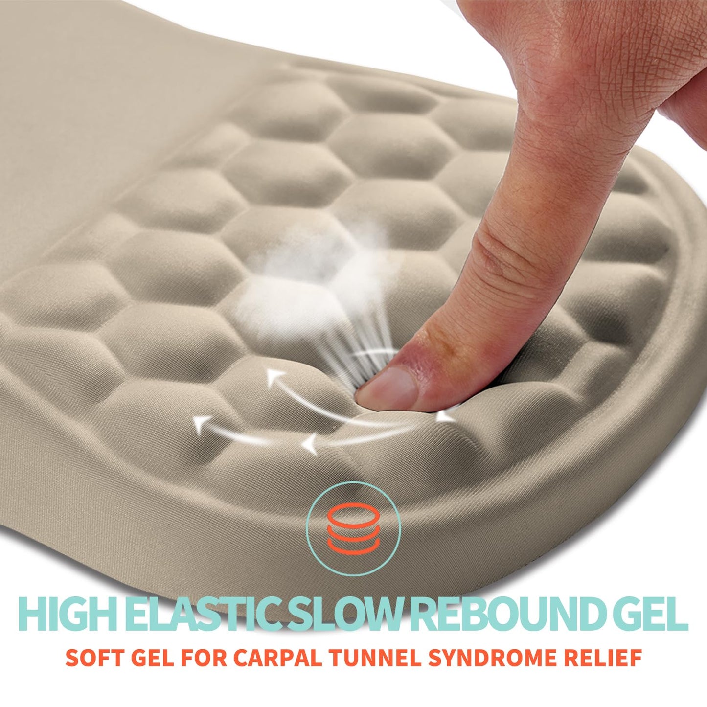 Kuosgm Ergonomic Mouse Pad Wrist Support with Memory Foam Massage Bulge, Carpal Tunnel Pain Relief