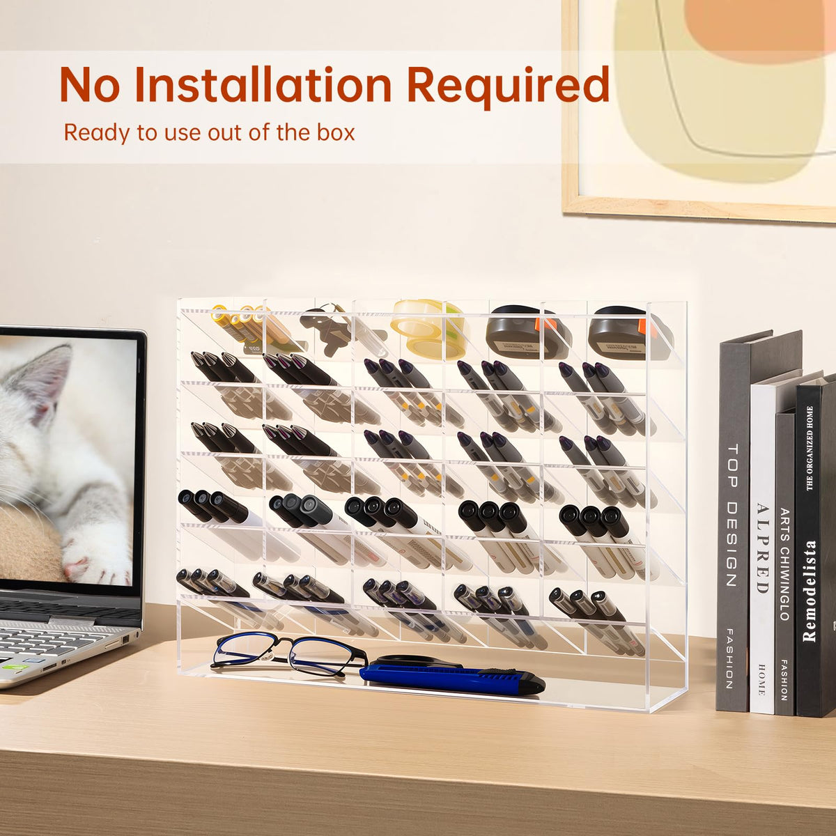 BEYGORM Acrylic Vertical Marker Organizer for 310 Markers, Desk Orgaizer