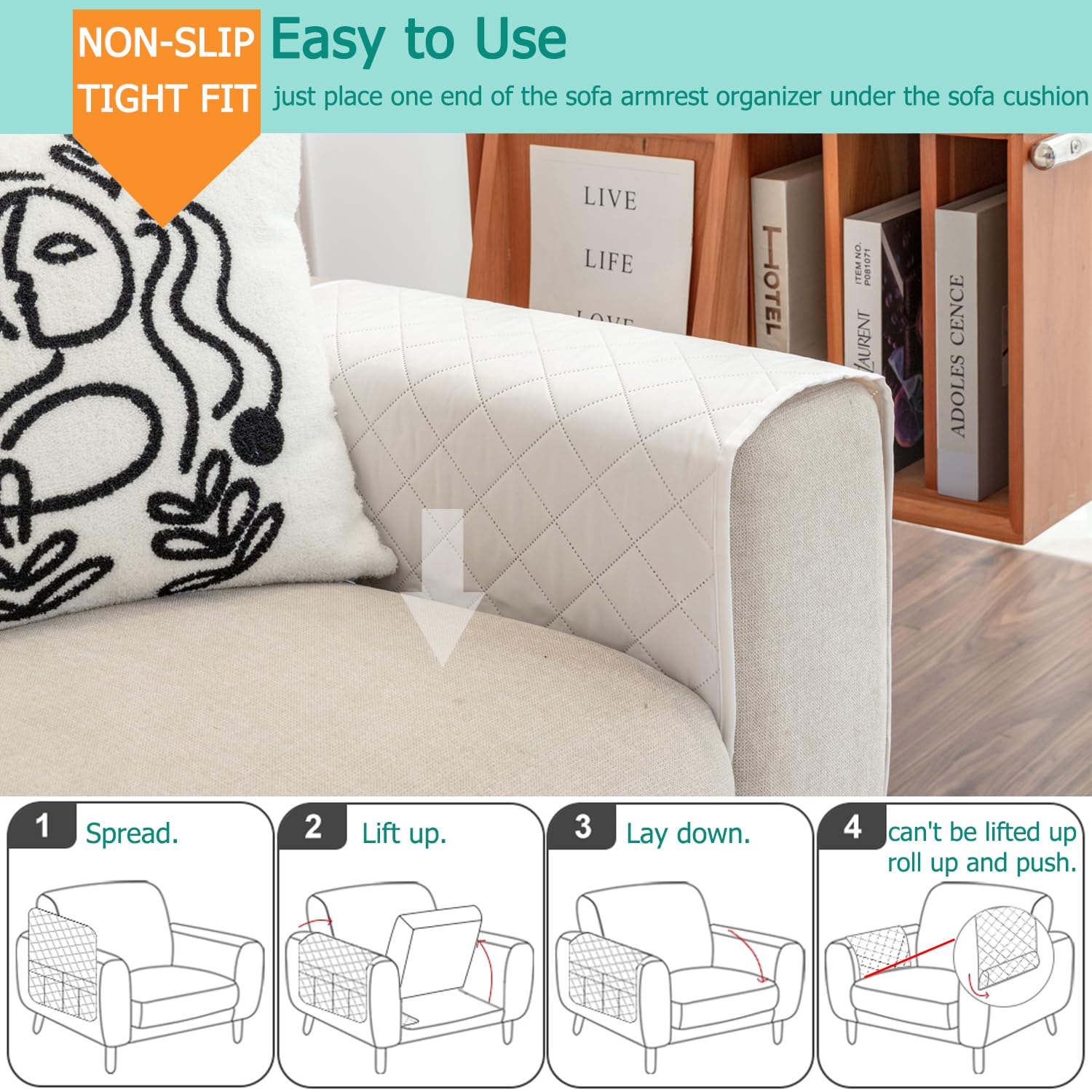 DECKALY Armchair Caddy Remote Control Holder Sofa Organizer, Non-Slip Couch Arm Chair Caddy with 6