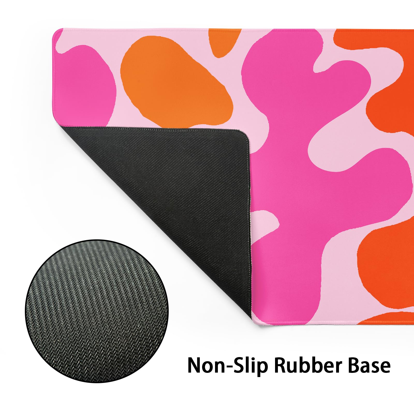 Pink Orange Cute Gaming Mouse Pad Extended 3XL Kawani Preppy Abstract Modern Geographic Large Desk