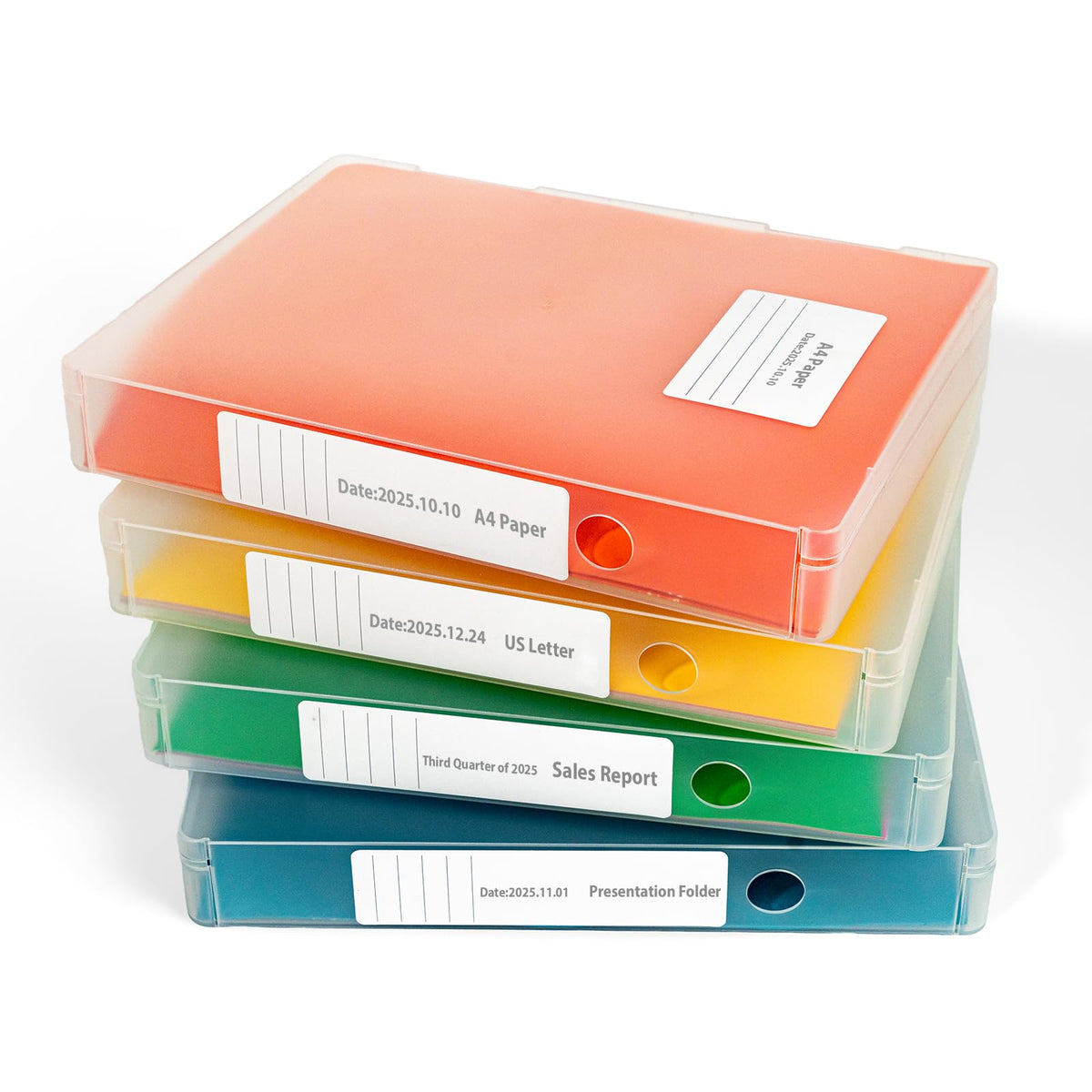 Mickiewicz 4 Packs A4 Paper Storage Boxes, 8.5 x 11 Plastic Portable Project Case for US Letter